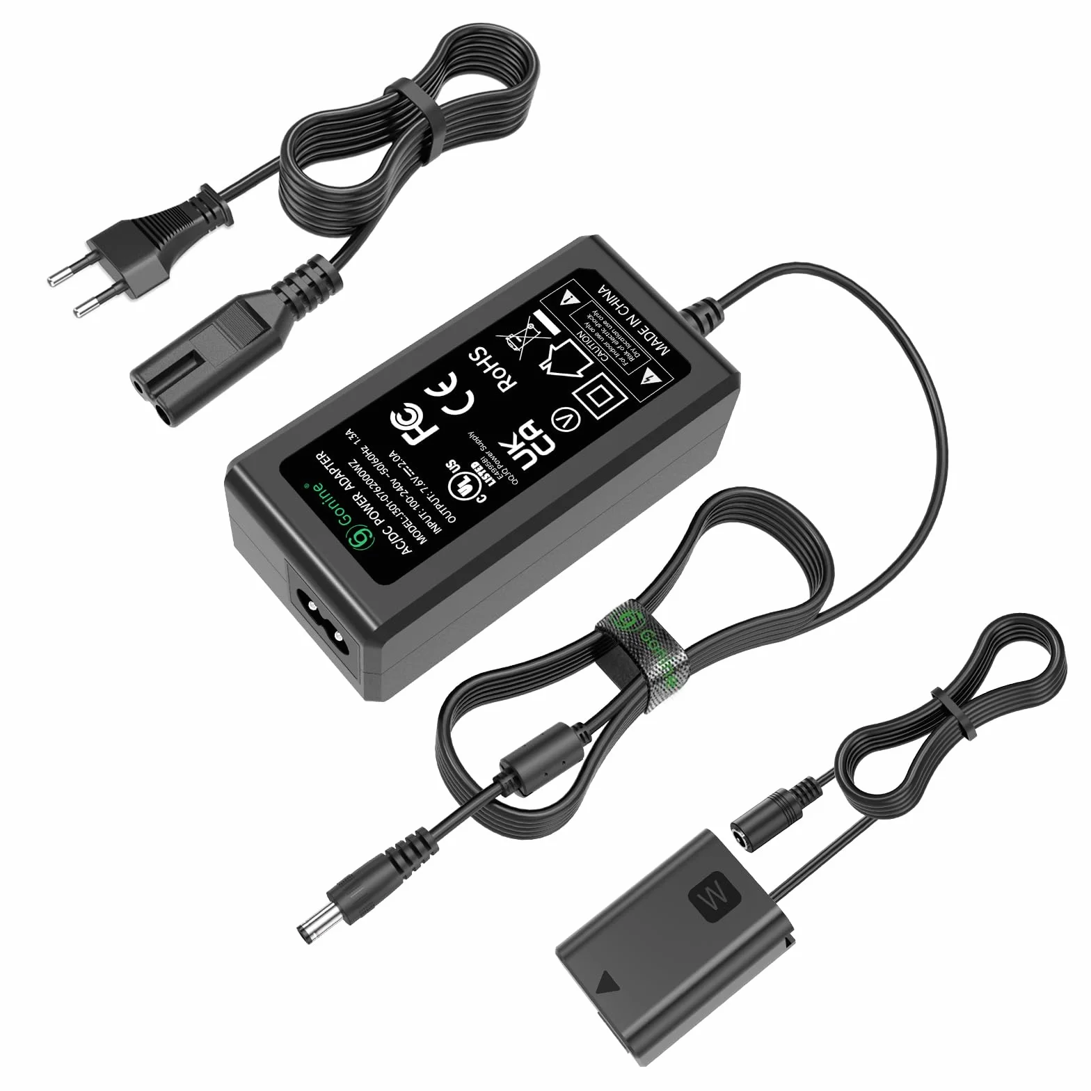 AC-PW20 Adaptador de alimentación de CA NP-FW50 Kit de batería ficticia para Sony Alpha ZV-E10 A7 A7R A7S A7II A7RII A7SII A6500 A6400 A6300 A6100 A6000 A5100 A5000 RX10 II III IV NEX-3 NEX-5