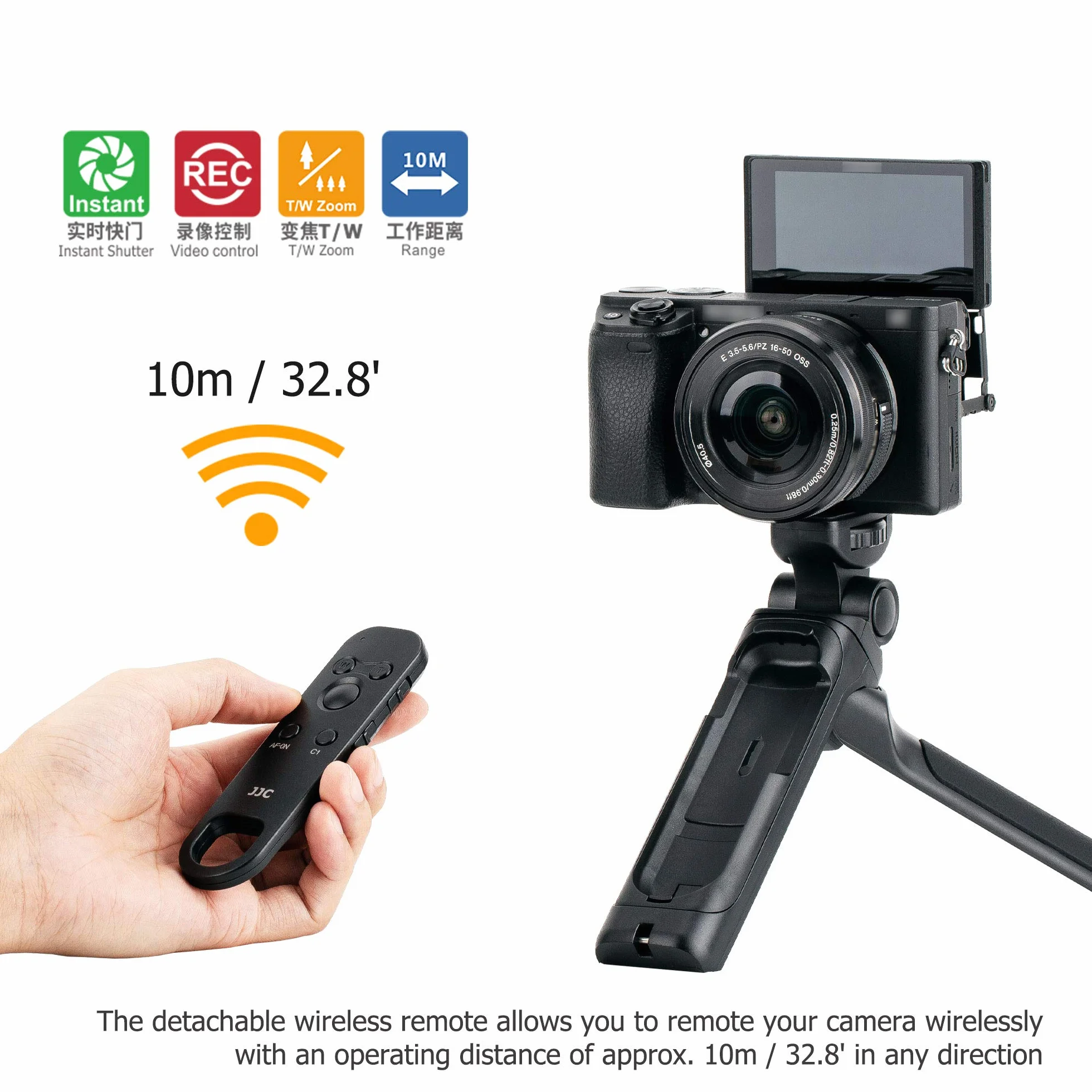 JJC Agarre de Disparo con Mando a Distancia inalámbrico Desmontable reemplazar Sony GP-VPT2BT Handgrip para Sony A1 II ZV-E10 ZV-1 ZV-1F a9 III A9II A7C A7SIII A7R III IV V a6600 a6400 RX100VII