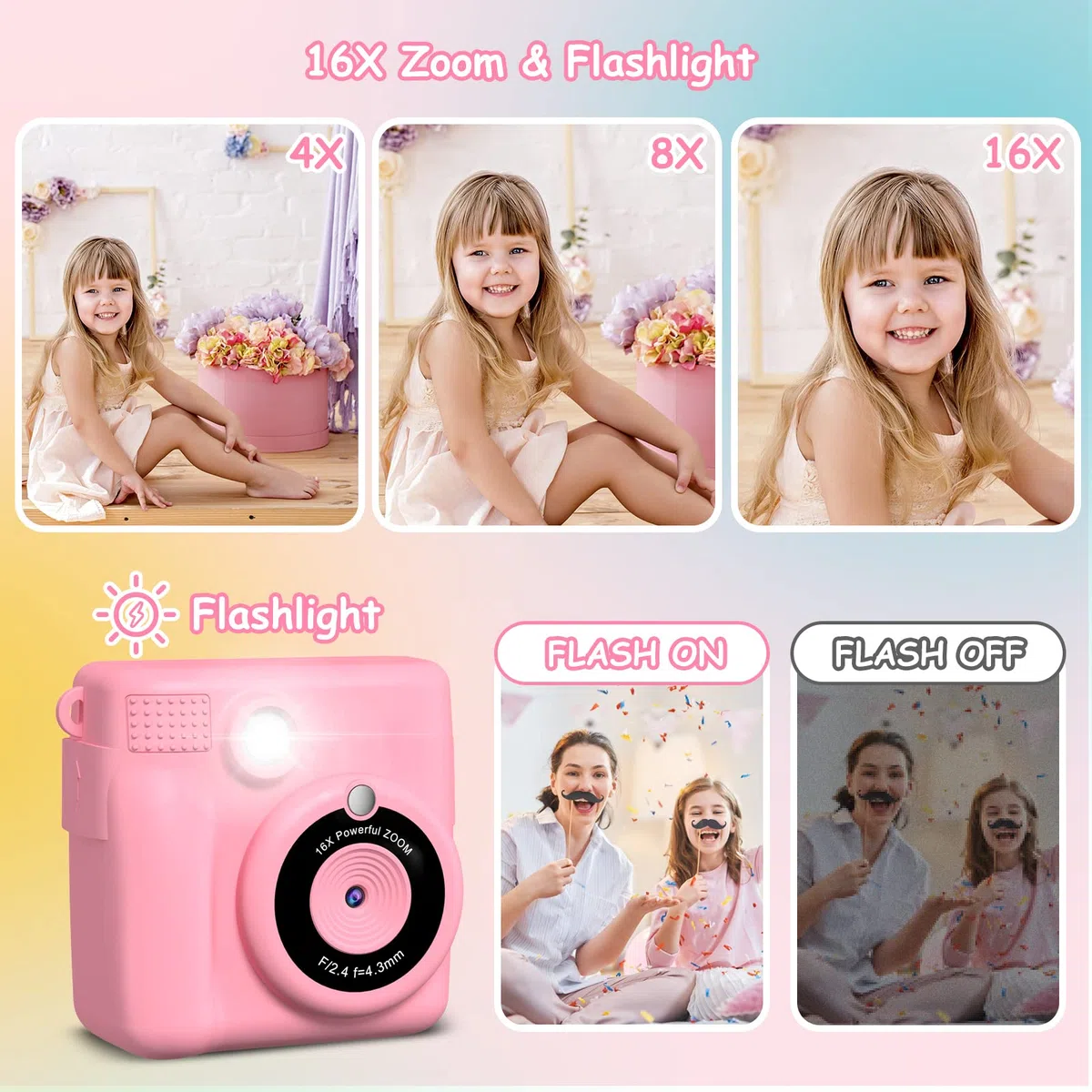 Camara Fotos Infantil Instantanea,GREENKINDER Camara Fotos Infantil,2.4" HD 1080P Cámara Instantánea para Niños con Tarjeta de 32GB,Bolígrafos de Colores y Papel de Impresión