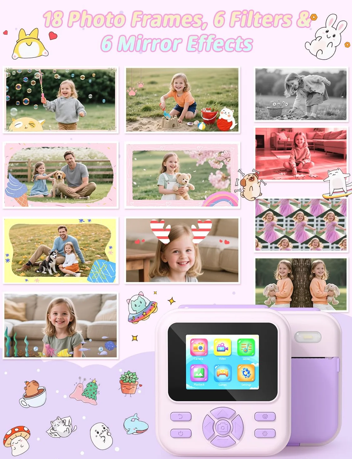 YOHOOLYO Camara Fotos Infantil Instantanea HD 1080P Cámara Instantánea con Tarjeta de 32G y 3 Rollos de Papel de Impresión Camara Fotos Infantil Regalos para Niños de 3 a 14 Años-Púrpura