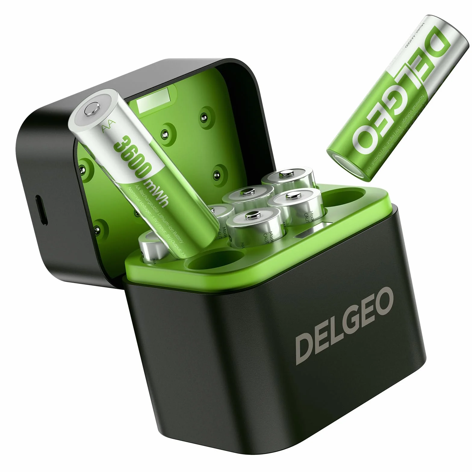 Pilas AA Recargable de Litio con Cargador Paquete de 8, 3600mWh Capacidad Alta Salida Constante de 1,5 V Pilas AA Recargables, Portátil Pilas Recargables para Ratón,Gamepad con 2000 Tiempos de Ciclo