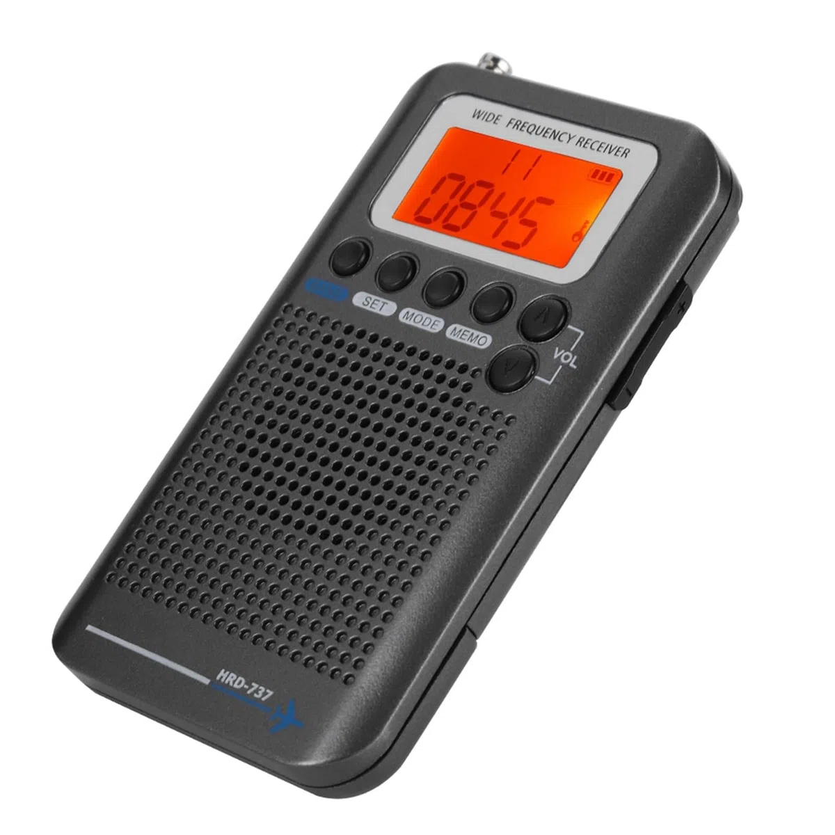 Radio VHF Airband, Receptor de Banda Aérea Portátil Escáner VHF UHF Completo Radio Grabadora AB Receptor Dorado FM Am CB SW Pantalla LCD con Retroiluminación (Black)