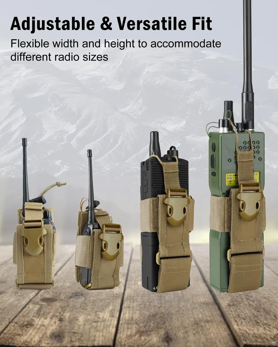 VIPERADE Bolsa para Walkie Talkie, Soporte para Radio MOLLE, Funda para Radio con Chaleco Ajustable, Funda para Radio con Soporte para Walkie Talkie, Bolsa para Radio Multifuncional -Caqui