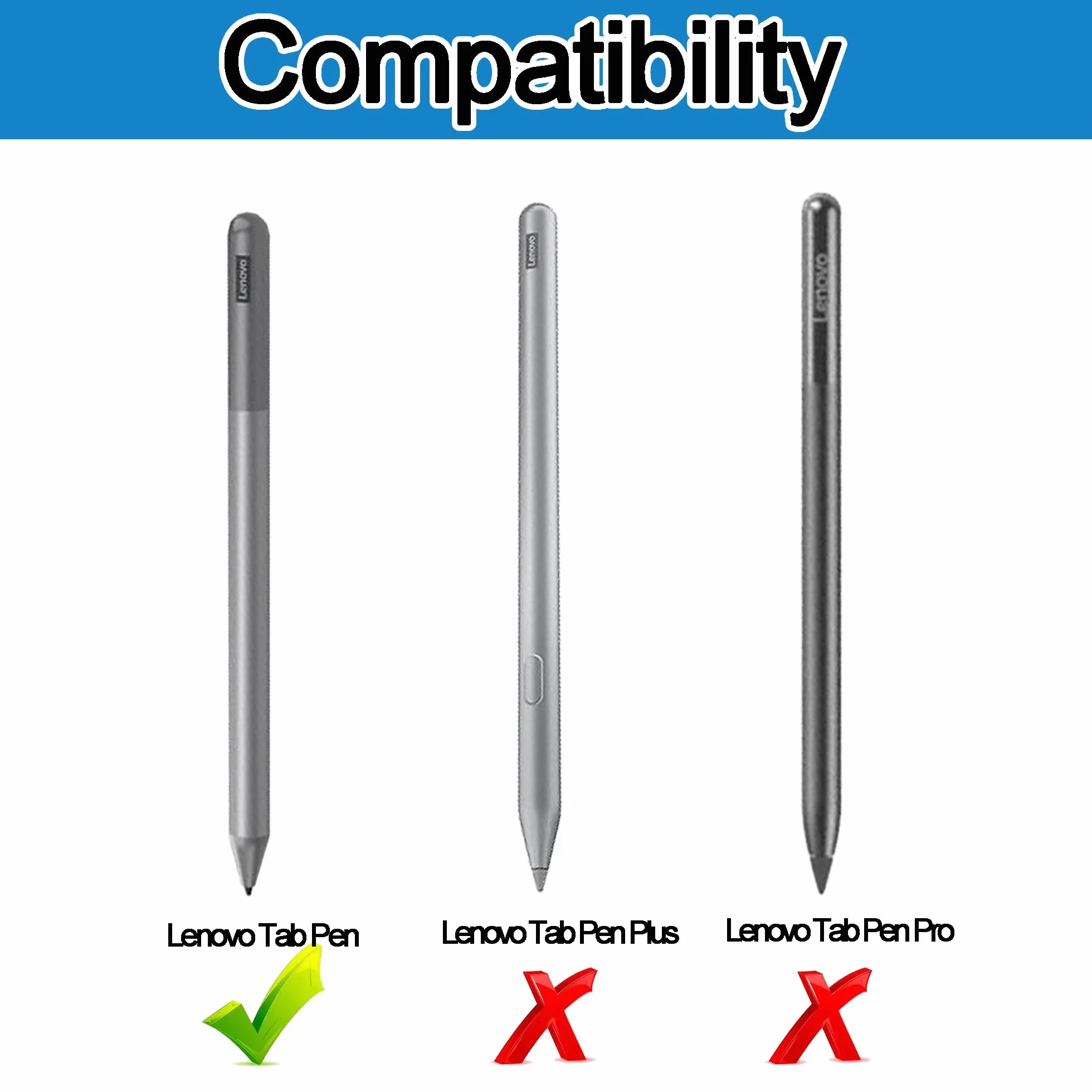5X Standard Puntas de Repuesto para Lenovo Tab Pen para Tablet M11 & Idea 11"/Idea Plus 12,1", [Non para Lenovo Tab Pen Plus/Pro], Más Duradero, Controlar Preciso, Pantalla Amistoso, Negro