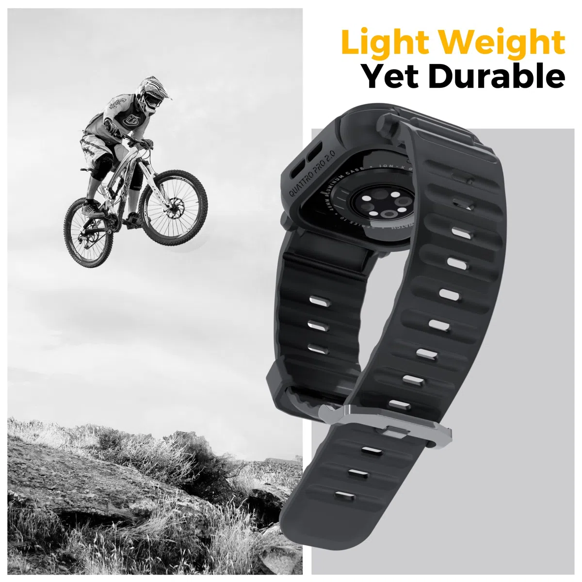 elkson Funda para Apple Watch Series 10 de 46 mm para hombre, resistente y resistente, correa táctica Quattro Pro 2.0 Series para iWatch, cubierta protectora duradera de grado militar, a prueba de