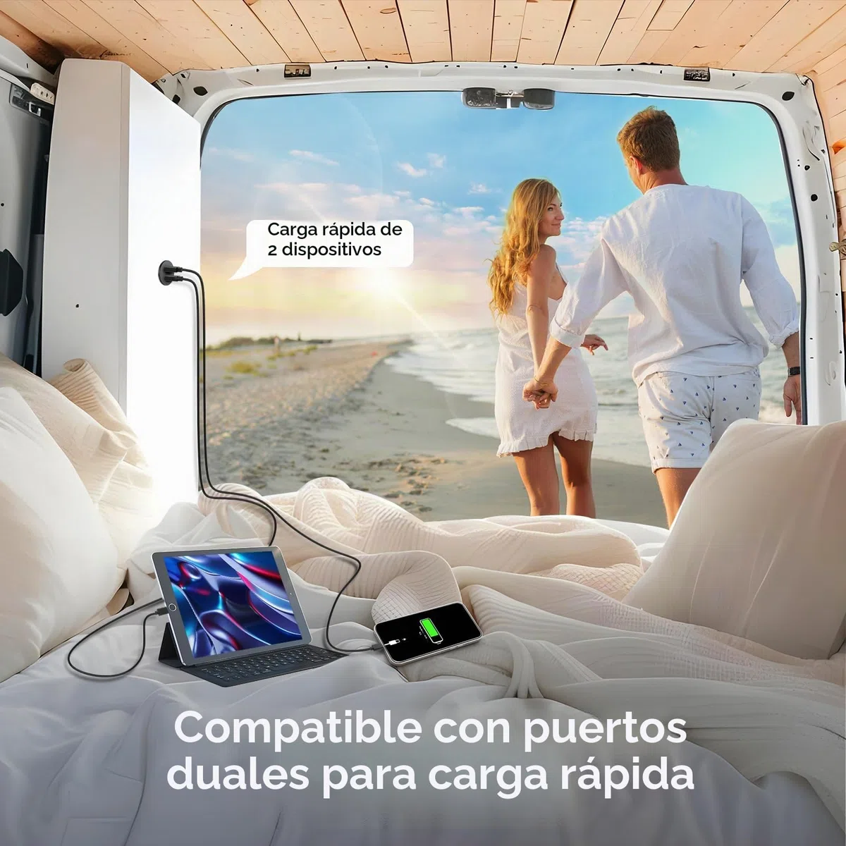 Aluminio Toma USB 12V Camper Cargador, Doble Puerto PD3.0 USB-C y QC3.0 USB-A Enchufe Carga Rápida, para Coche Autocaravana Barco Camión Caravana(2PCS)