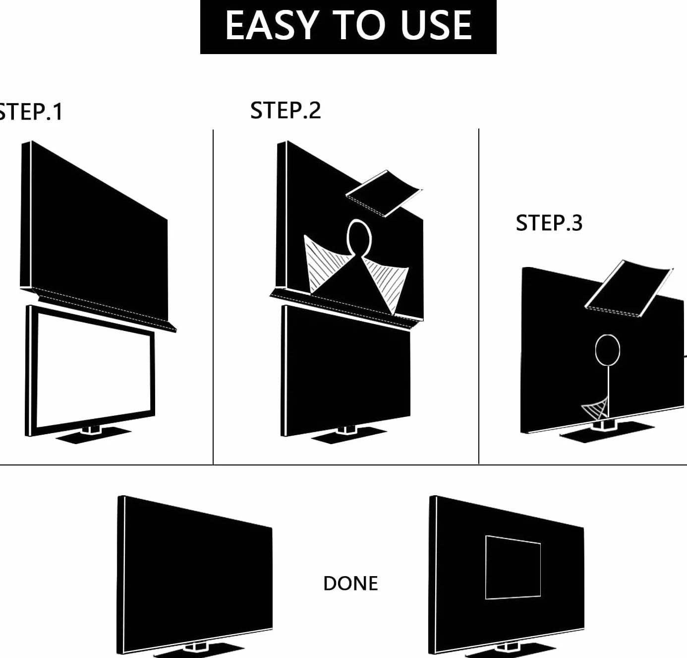 MaxAwe Cubierta de TV de 60" - 63" para exteriores, 58 x 37 x 5 pulgadas (148 x 95 x 14 cm), cubierta de TV para exteriores, resistente a la intemperie, universal, protector de pantalla negro
