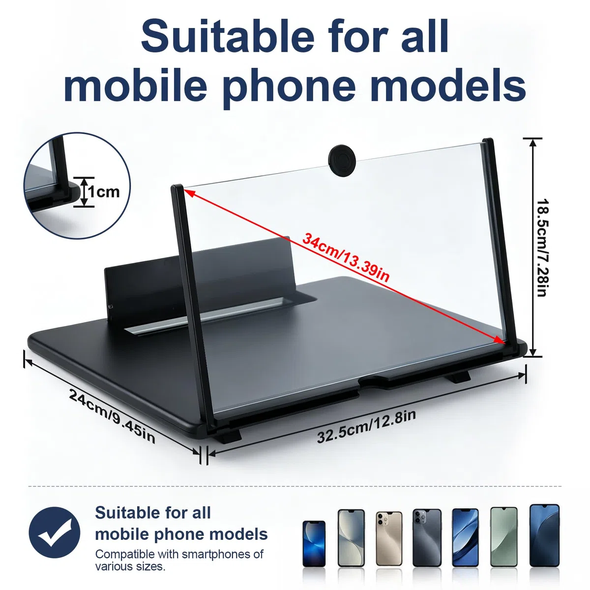 Amplificador de Pantalla para Movil, HD Lupa para móvil, 3D Pantalla Aumento movil, Plegable, para Todos los Smartphones, para Ver Partidos de fútbol, Películas y Videos(16 Pulgadas)