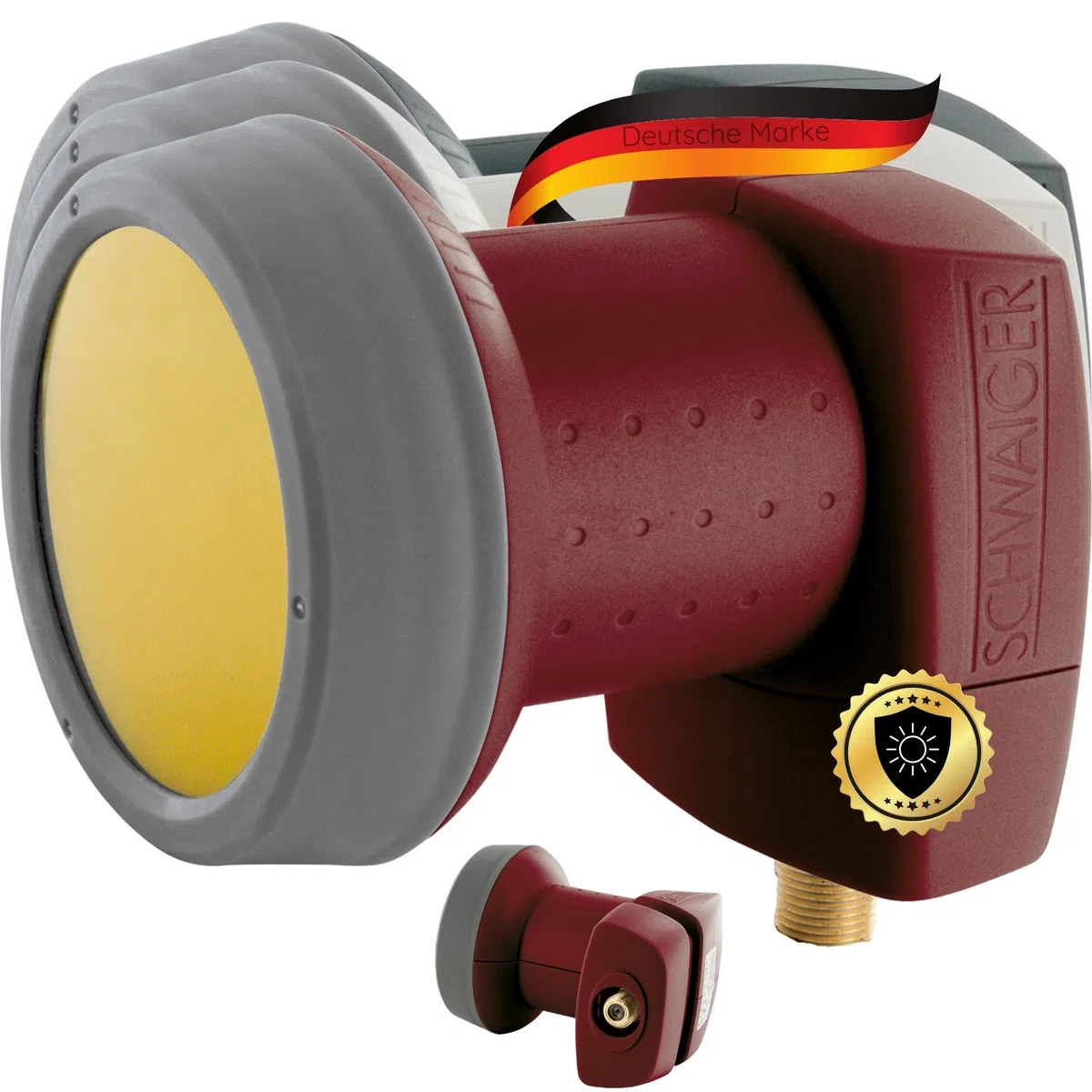 SCHWAIGER 326 Single LNB Low Noise Blockconverter Sun Protect Tapa LNB Digital Resistente al Calor Accesorios para Antenas parabólicas protección contra la Intemperie contactos Dorados Rojo