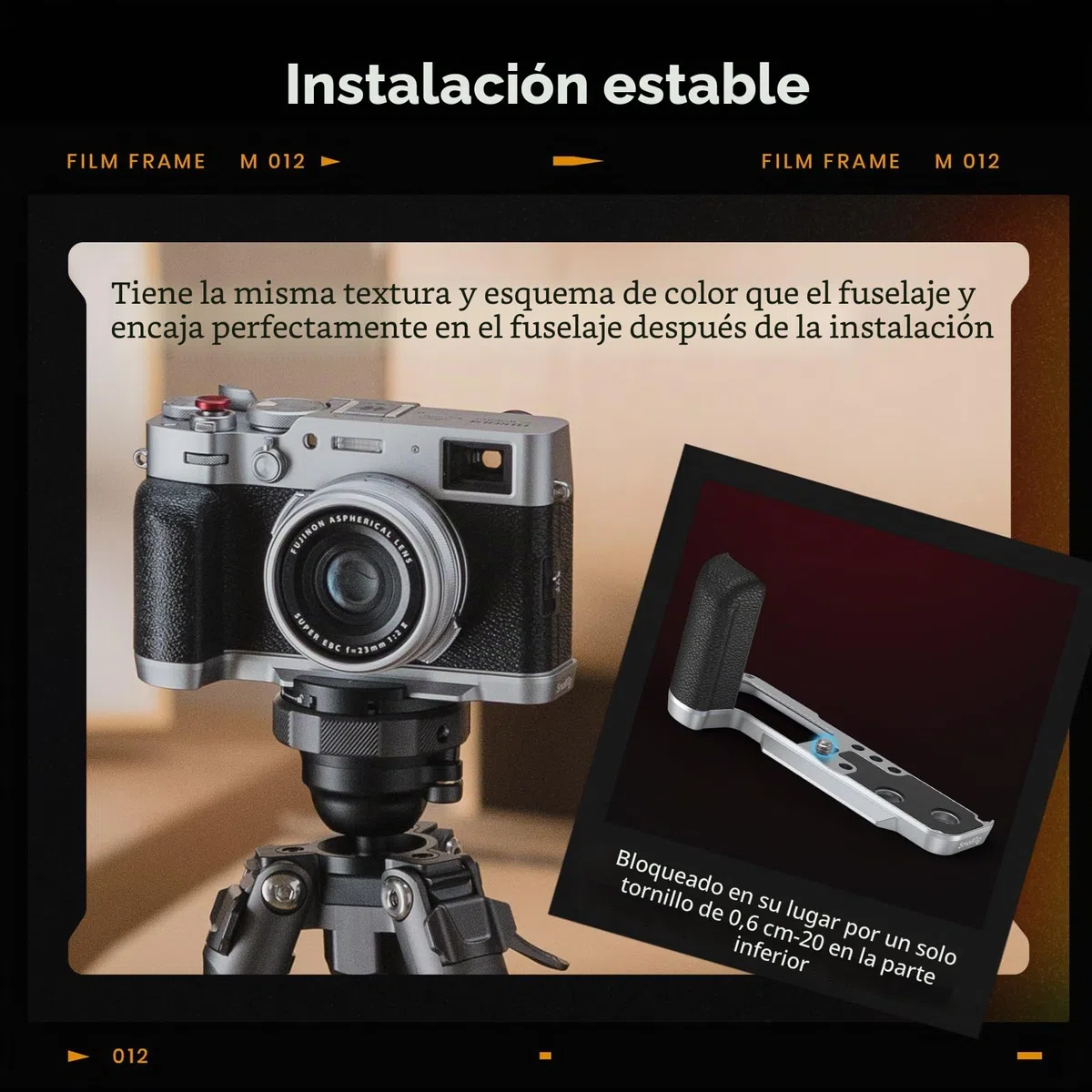 SMALLRIG X100VI Empuñadura en Forma de L para Cámaras FUJIFILM X100VI y X100V, Placa de Liberación Rápida Incorporada para Arca, Mango Lateral de Silicona Liviano, con Botón Obturador - 4555
