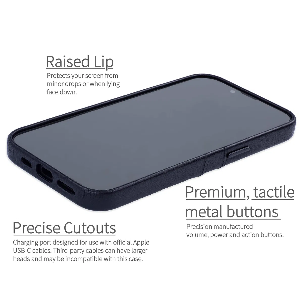 Dockem M2 Exec Funda para iPhone 17e, iPhone 16e con Tarjetero Cartera y Placa de Metal Integrada para Montaje Magnético: 2 Bolsillos para Tarjetas: Carcasa de Cuero Sintético Premium (Negro)