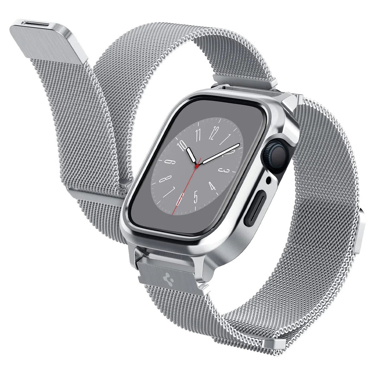 Spigen Funda y Correa Metal Fit Pro Compatible con Apple Watch 9 8 7 45mm - Plata