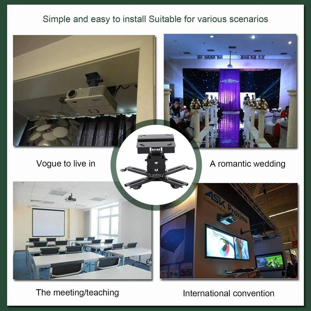BuFan - Soporte de techo para proyector, soporte abovedado universal, con brazo de extensión ajustable a 68 cm, para proyector LCD DLP