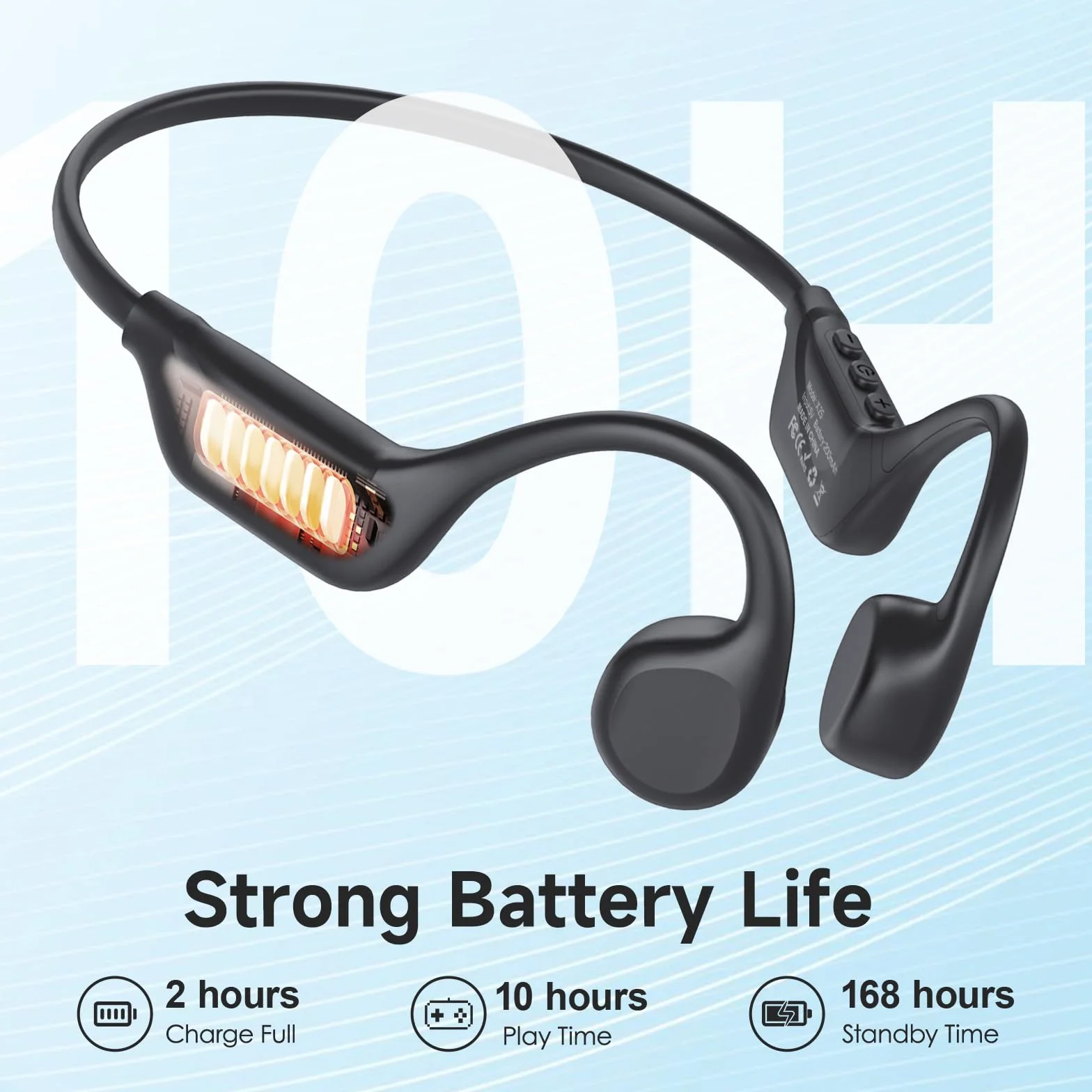IFECCO Auriculares Conduccion Osea Bluetooth 6.2 – Cascos Conduccion Osea Inalambricos con Micrófono,IPX5 Impermeables Auriculares Oseos para Correr Ciclismo Fitness