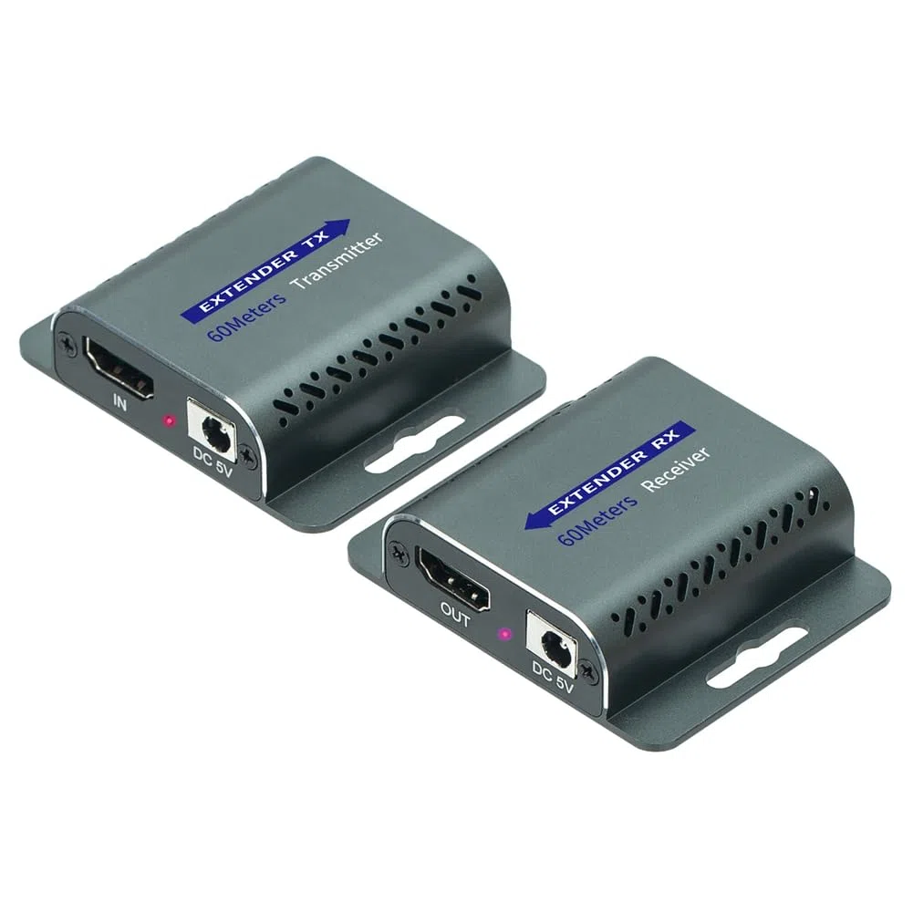 Extensor Compatible con para 4K 60Hz A RJ45 60M 120M Extensor IR UHD HDR V2.0 1080P RJ45 Extensor de Monitor de Vídeo A Enchufe de la UE