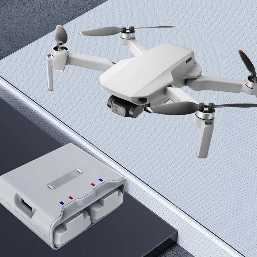 Base de carga para DJI Mini 2/4K, hub de carga bidireccional 3 en 1, estación de energía USB-C portátil con material de PC, gris