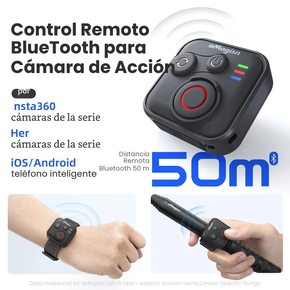 Mando a distancia inteligente Blue-tooth para Insta360 X5/X4/X3/Go 3S/ACE pro 2/ACE Pro/ONE X2, control remoto de acción inalámbrico de rango de 50 m con correa de muñeca para vlogging, 96 horas de