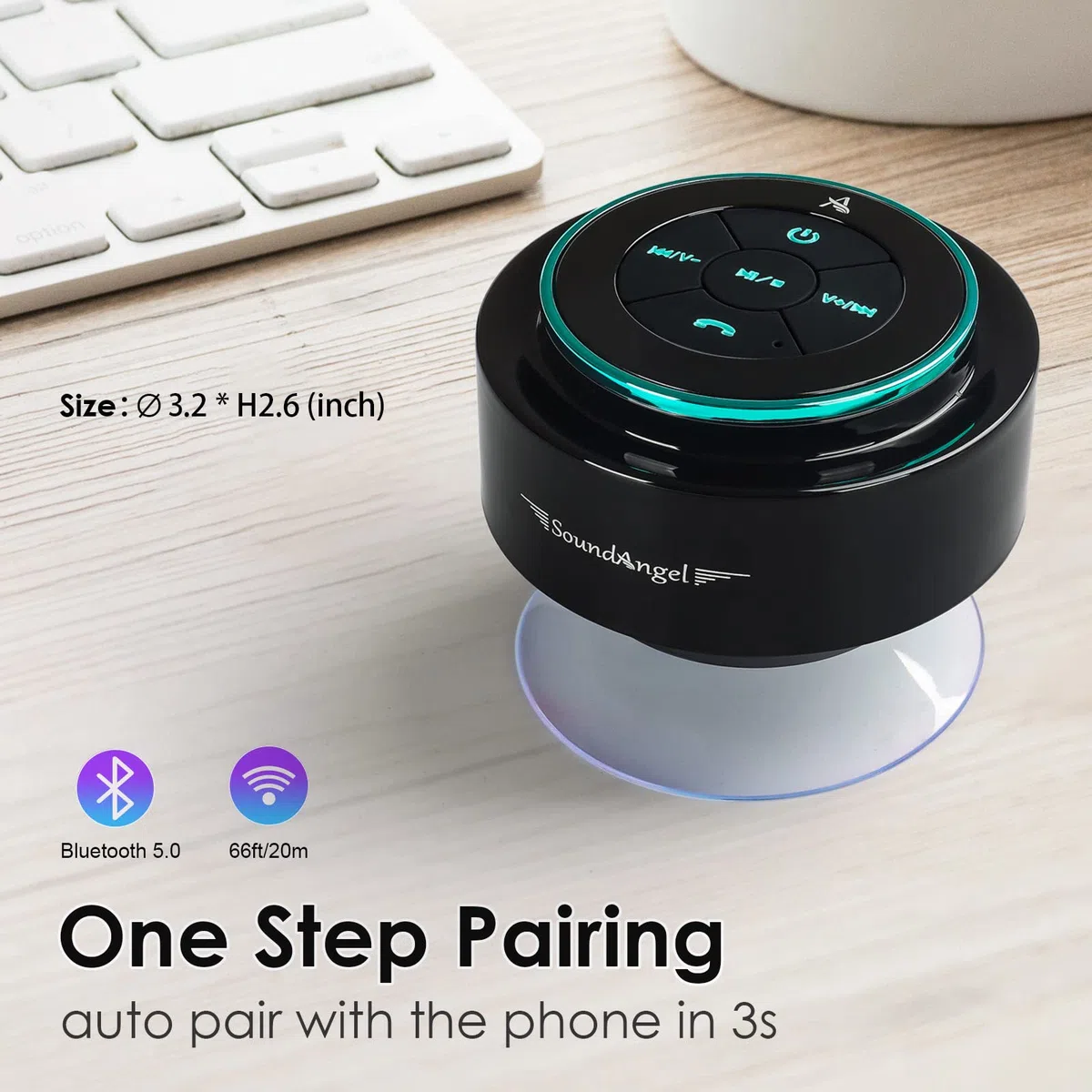 Xleader Versión Actualizada Altavoz de Ducha Bluetooth Certificación Hermética ipx7 Regalo Festivo para Niñas Niños Hombres Mujeres Niños Mini Altavoz Portátil 5w con Ventosas para Bathro