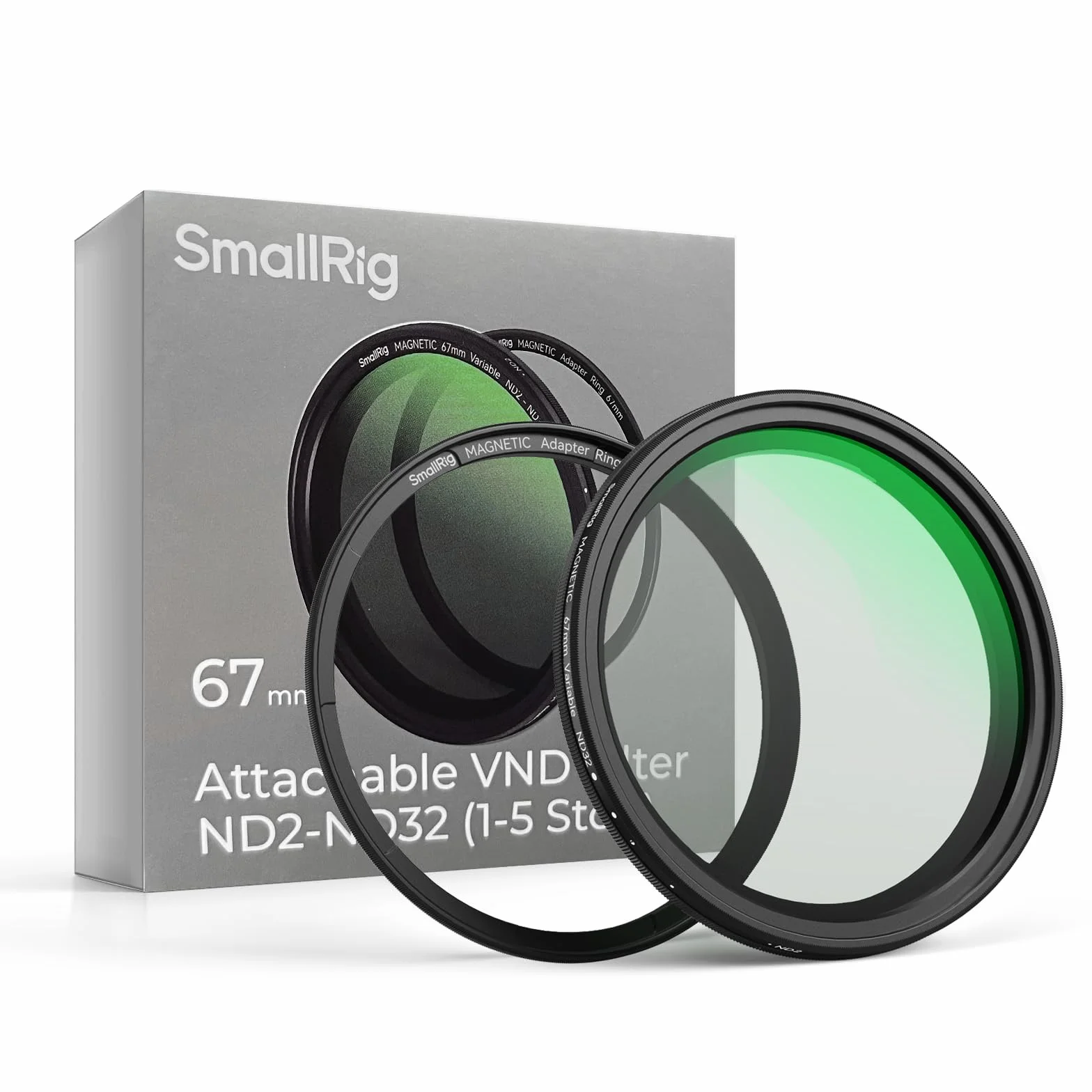 SMALLRIG Filtro ND Variable Magnético de 67mm ND2-ND32 (1-5 Paradas) + Anillo de Filtro Roscado de 67mm, Vidrio Optico No X Cross HD, Resistente al Agua, Resistente a Los Arañazos - 4581