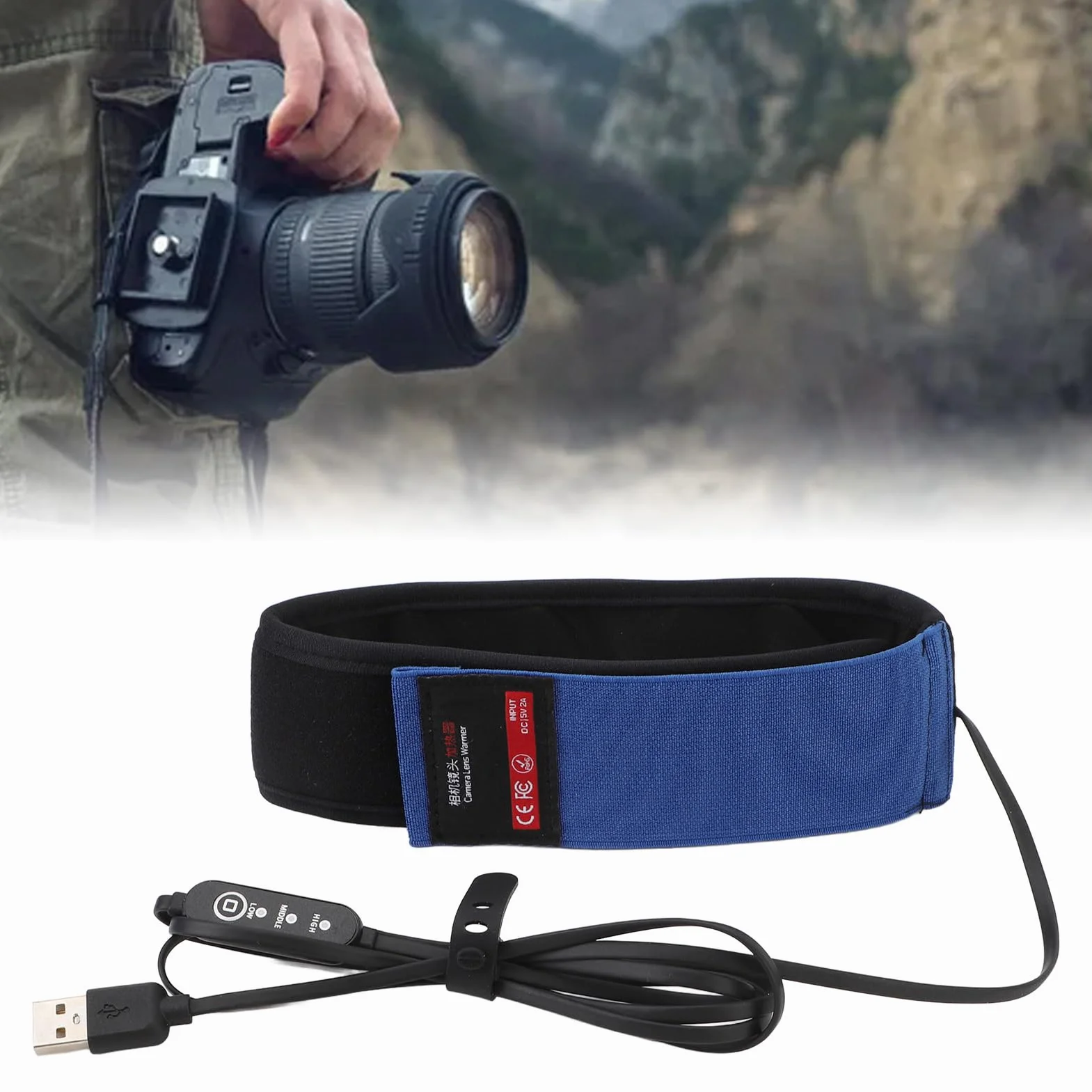Calentador de Rocío de Lente USB, Tira Calentadora de Lente de Grafeno Calentador de Lente USB 3 Temperaturas Ajustables para Telescopios con Cámara (425mm)