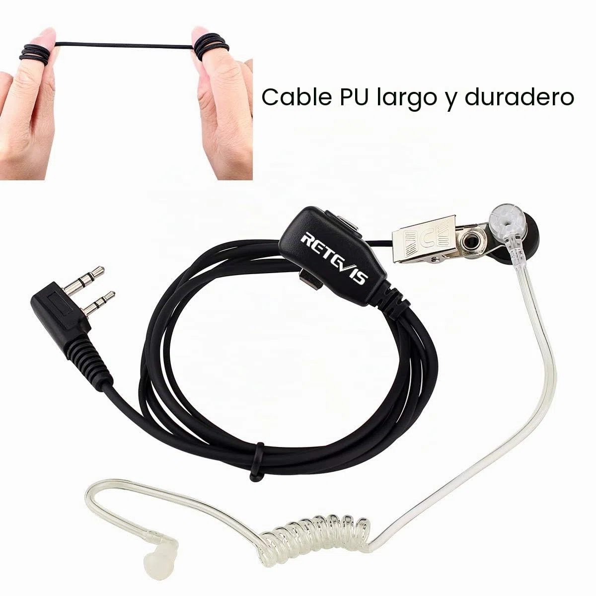 Retevis Walkie Talkie Auriculars 2 Pines Pinganillo Transparente Tubo Acústico Compatible con Walkie Talkie RT24 RT622 RT27 RT617 RT618 RT619 Baofeng BF-888S Kenwood (20 Pacs)
