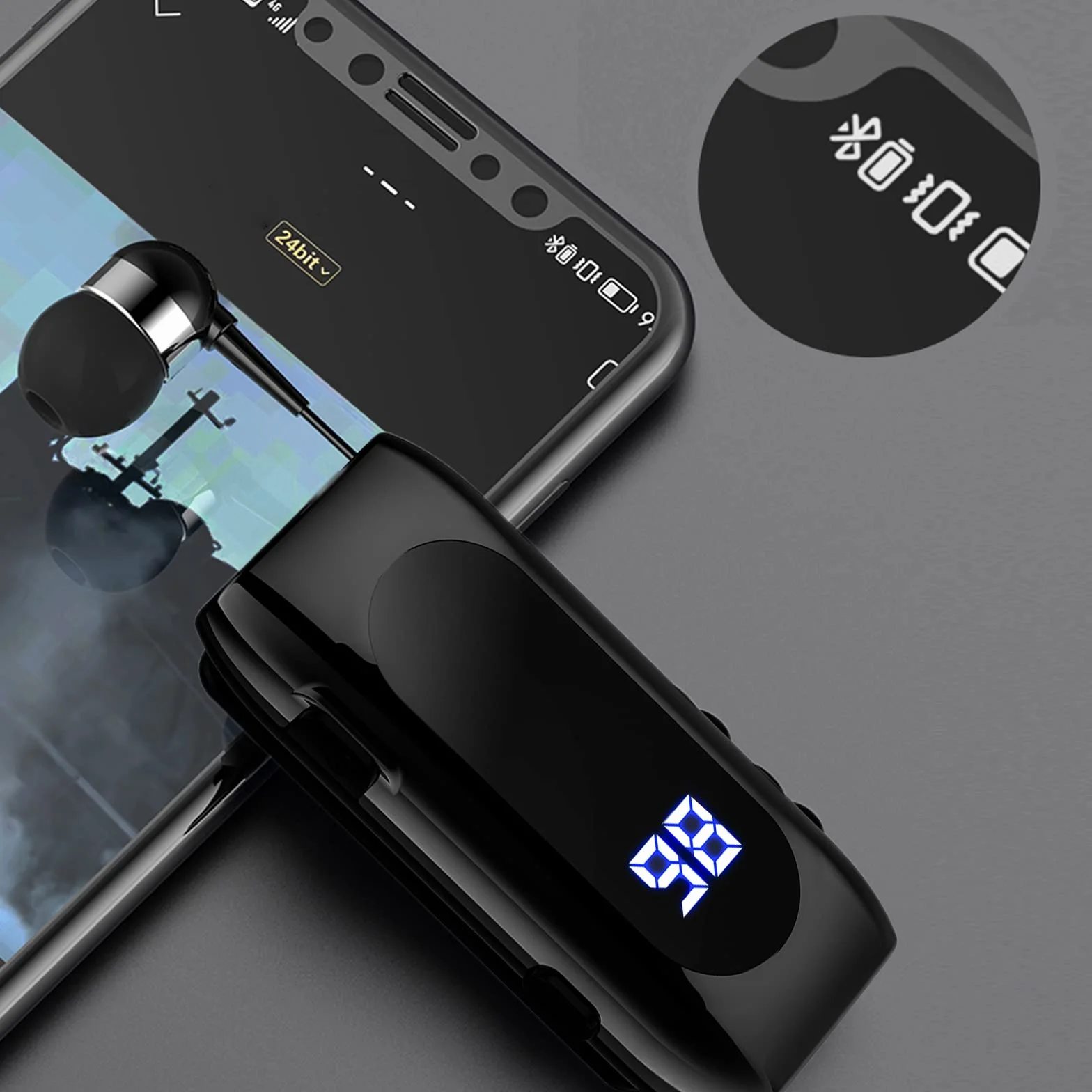 Auriculares Bluetooth Negocio, Auricular inalámbrico Bluetooth con Micrófono, Bluetooth V4.1, Manos Libres, 120 Horas de Espera, Compatible para iPhone, Teléfono Móvil con Android (Negro)