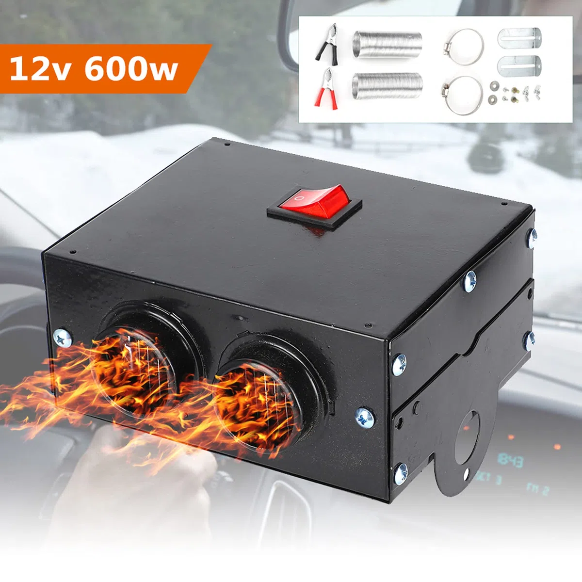 Calentador de coche de 12 V, ventilador de calefacción y refrigeración 2 en 1, ventilador eléctrico portátil calentador para automóvil, ventilador silencioso, calentamiento rápido 600W