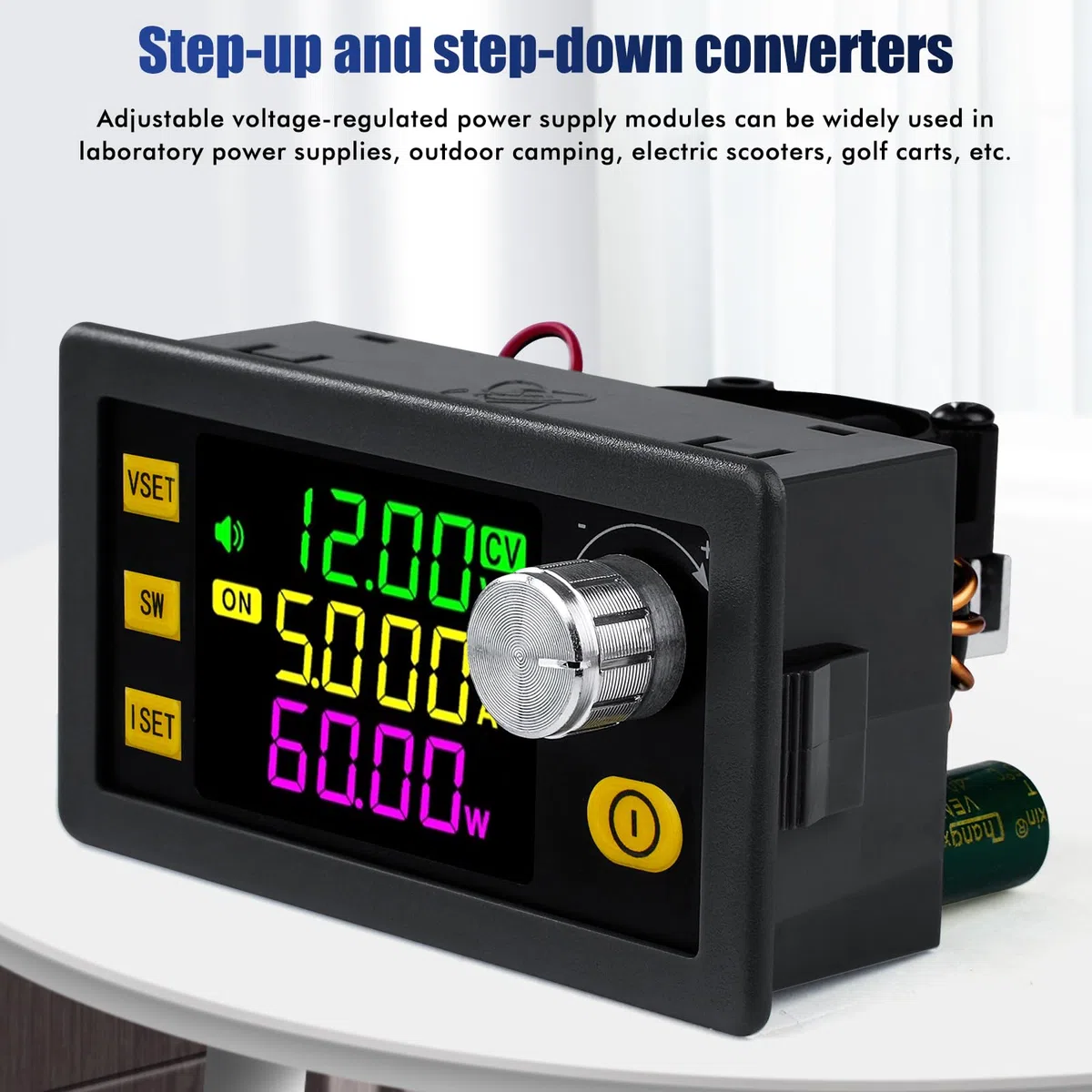 Regulador de voltaje 12V CC DC Step down convertidor Step up convertidor 12V 5V dc 6-36V a 0-36V 120W 6A VA Color LCD Solar Módulo de carga Módulo de potencia Protección (SK120)