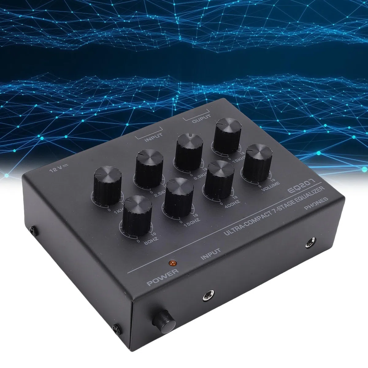 Ecualizador de Sonido de 7 Bandas, Ecualizador Mezclador de Audio de 2 Canales Ecualizadores Digitales con Conector para Auriculares de Entrada de 3,5 Mm para Ajuste de Agudos y (Enchufe de