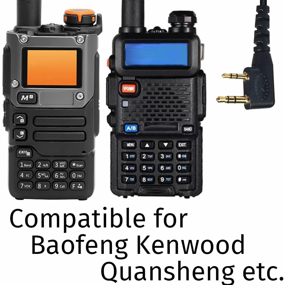 HYS Auriculares en Forma de D con micrófono PTT Compatible con Baofeng UV-5R UV-82 BF-888S Kenwood Quansheng UV-K5 K6 Wouxun Walkie Talkie (10)