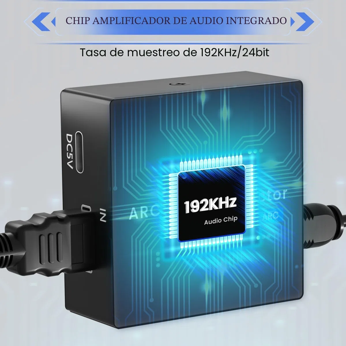 Adaptador HDMI ARC,192kHz Extractor de Audio HDMI ARC Viene con Cables ópticos y de 3,5 mm,El Convertidor DAC es Adecuado Para Sistemas de Audio Estéreo y Amplificadores