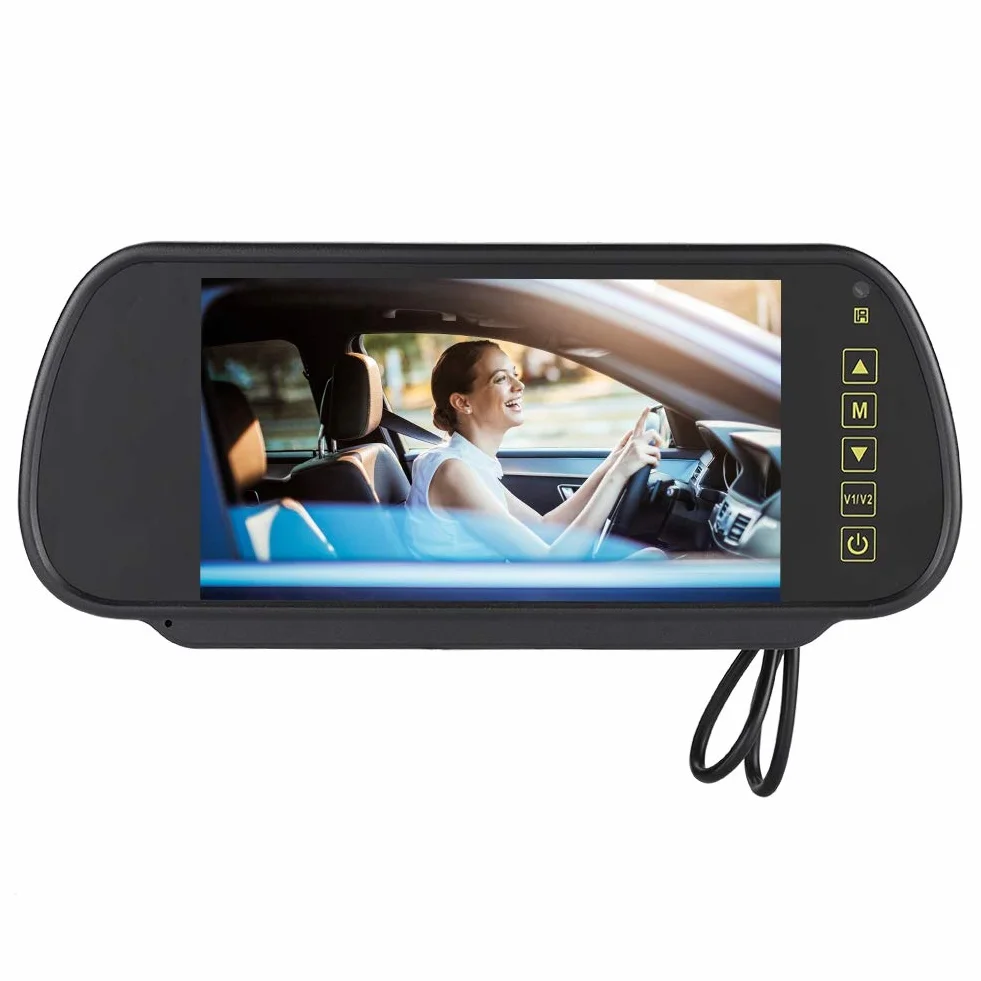 Espejo retrovisor LCD, espejo retrovisor para automóvil de 7 pulgadas Monitor de atenuación automática Cámara de visión trasera con soporte