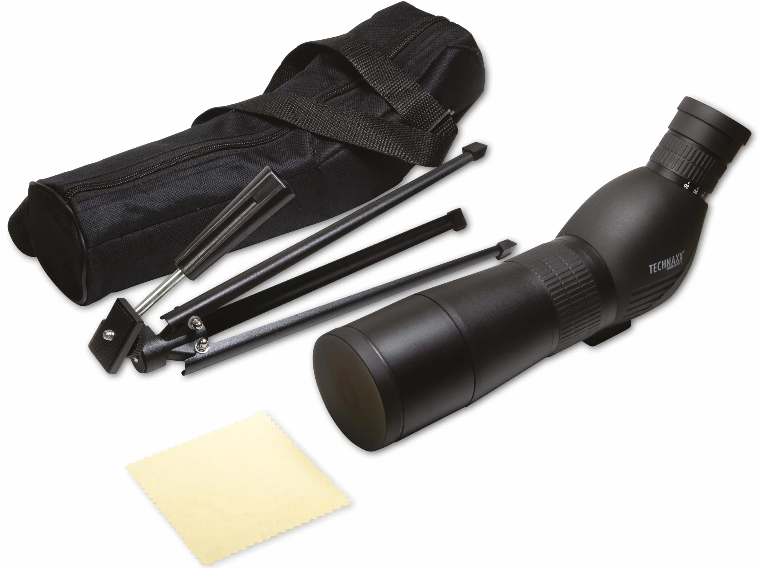Telescopio Terrestre Technaxx 20-60x60 con trípode TX-180 para Observación de Aves, Tiro al Blanco – Prisma BK7, Apertura de 60 mm para Imágenes Brillantes, Lente Totalmente Recubierta