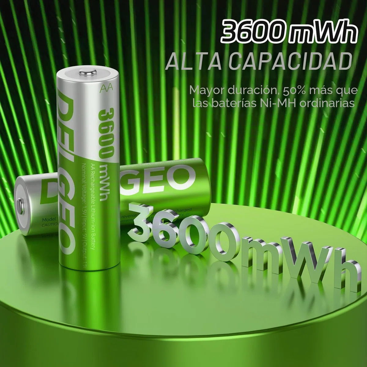 Pilas AA Recargable de Litio con Cargador Paquete de 8, 3600mWh Capacidad Alta Salida Constante de 1,5 V Pilas AA Recargables, Portátil Pilas Recargables para Ratón,Gamepad con 2000 Tiempos de Ciclo