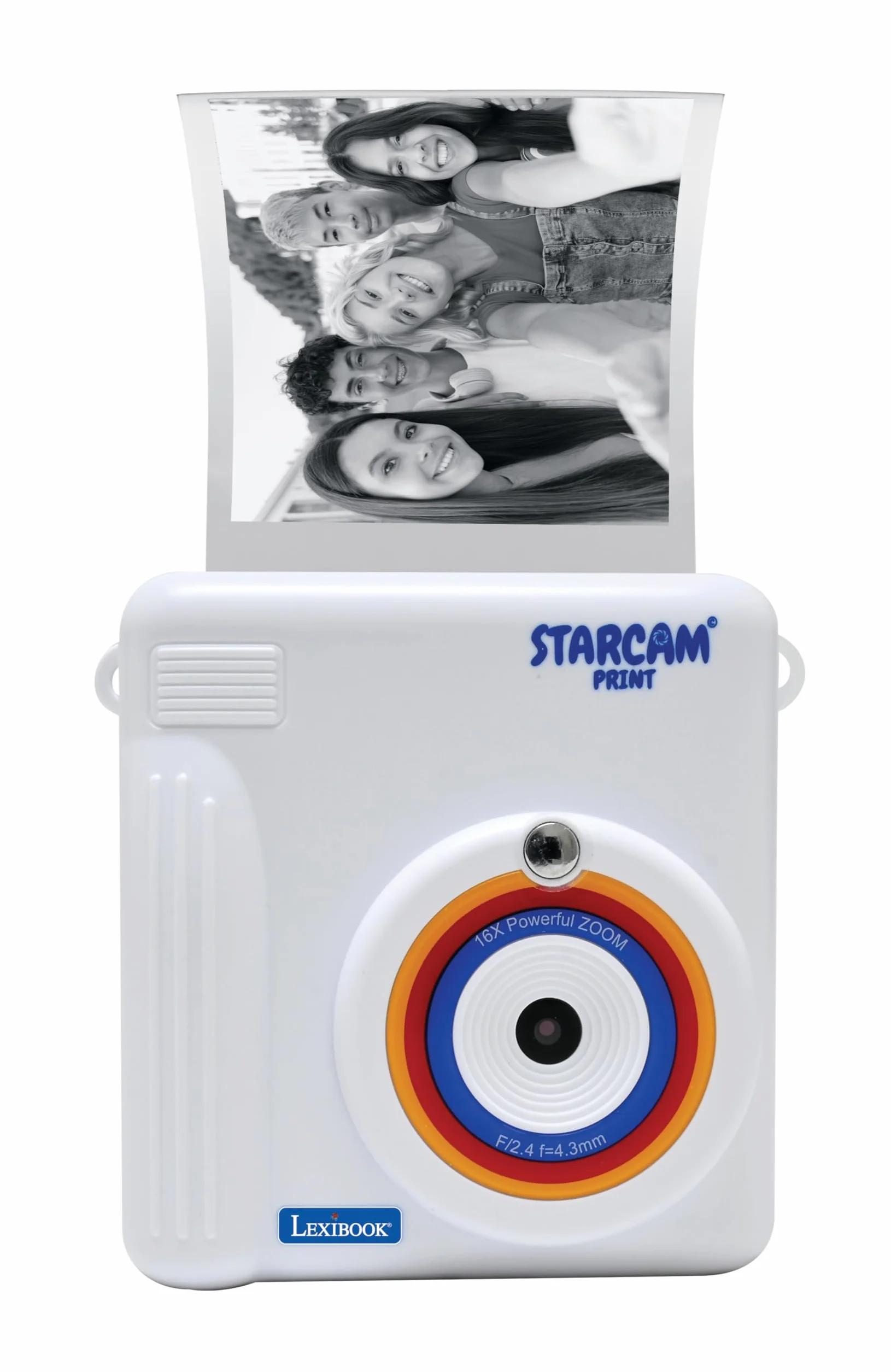 LEXIBOOK, Starcam Print, Cámara con Impresora instantánea, 3 Rollos de Papel y Correa de Mano, Blanco, DJ130