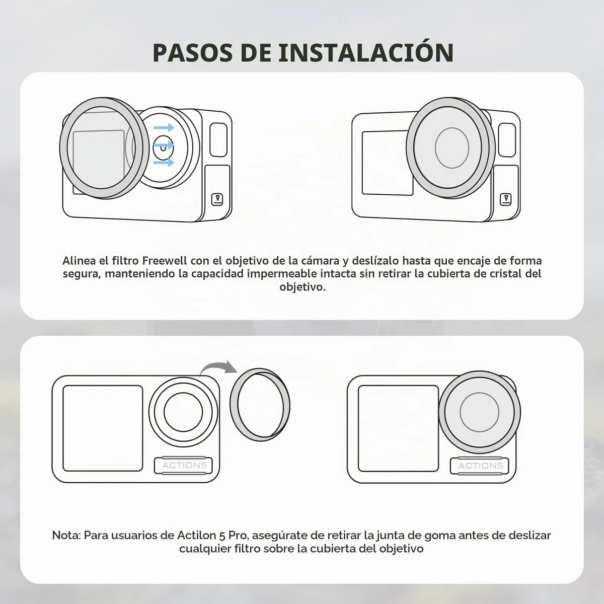 Freewell Filtros Compatibles con Osmo Action 5 Pro/Action 4/Action 3 (Kit ND/PL de Luz Diurna)