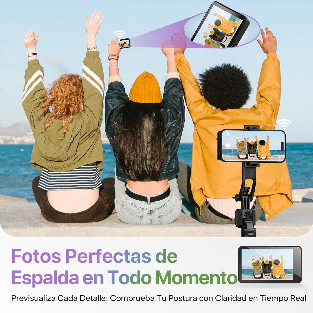 Moman Pantalla de Monitor Selfie 3,97" Inalámbrica Magnética para Móvil | Compatible con iPhone 7-17 y Android, 4K/1080p, 50m, Vista Previa en Tiempo Real para Vlog TikTok y Live - Blanco