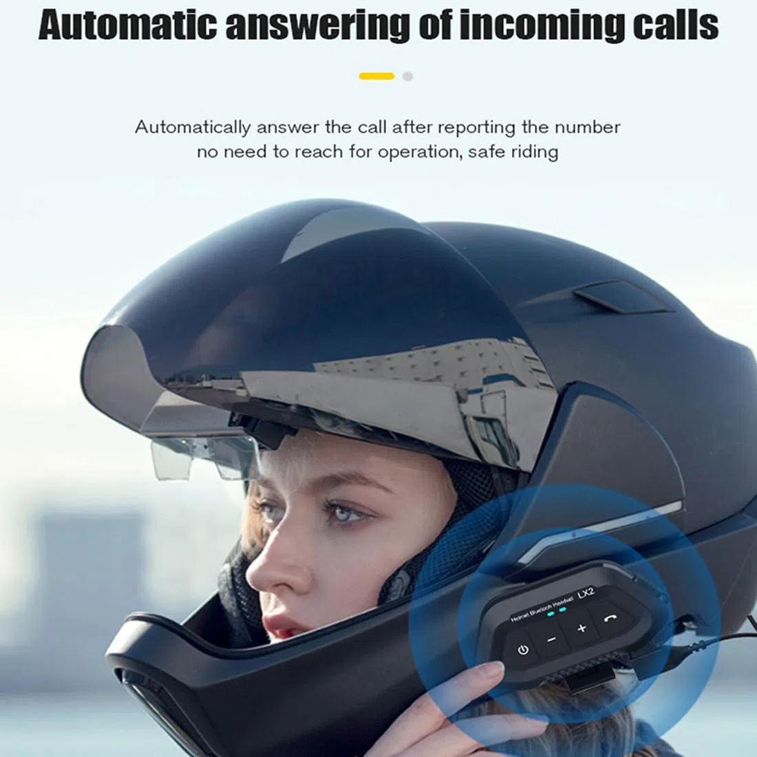 Auricular Inalámbrico para Motocicleta Asistente de Voz Auricular Moto Auricular para Motocicleta
