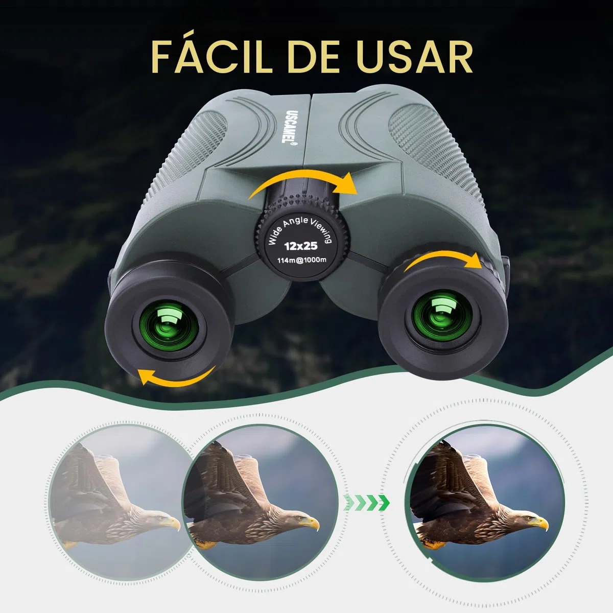 Prismáticos de largo alcance y ligeros para adultos, 12 x 25, pequeño telescopio para observación de aves, deportes al aire libre, juegos y viajes
