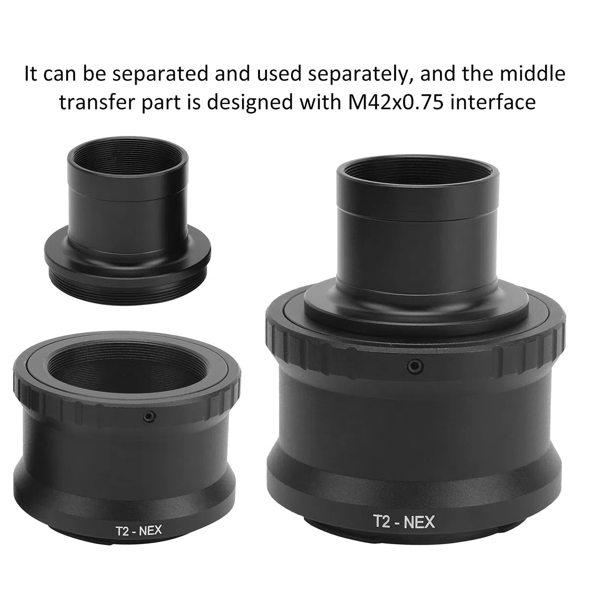 Anillo Adaptador de telescopio, Anillo en T Profesional y Duradero para cámara para E Mount a Anillo Adaptador de Lente de cámara de telescopio astronómico de 1,25 Pulgadas