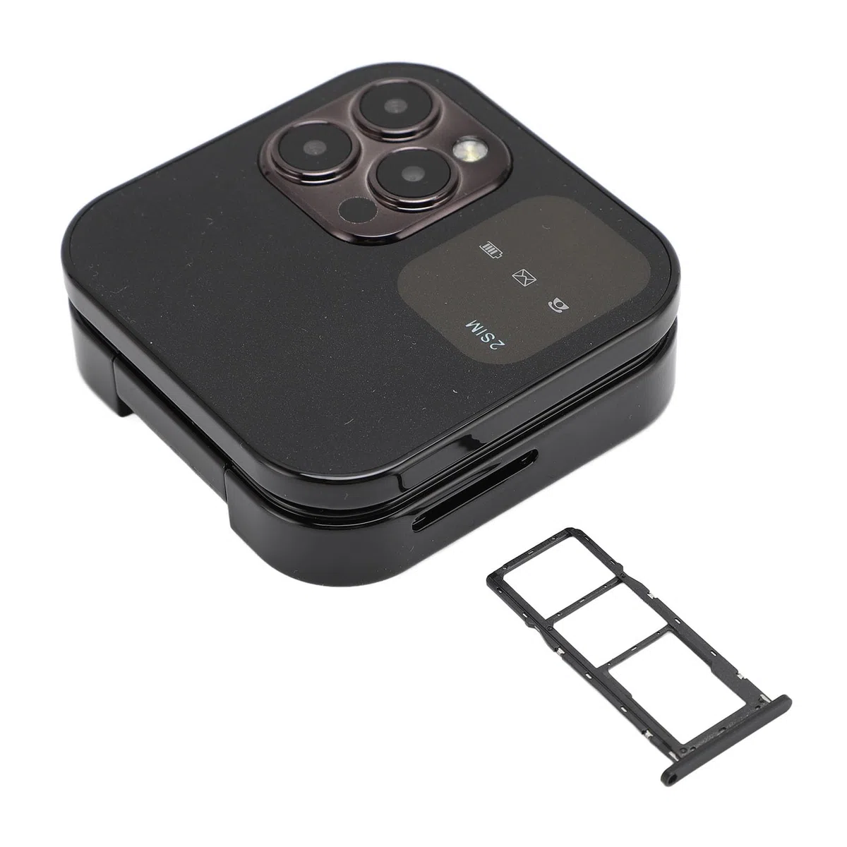 ASHATA Mini Teléfono Móvil Plegable 2G, Soporte Dual SIM, Radio FM, Bloqueo de Llamadas, Vibración, Marcación Rápida, 32 MB RAM
