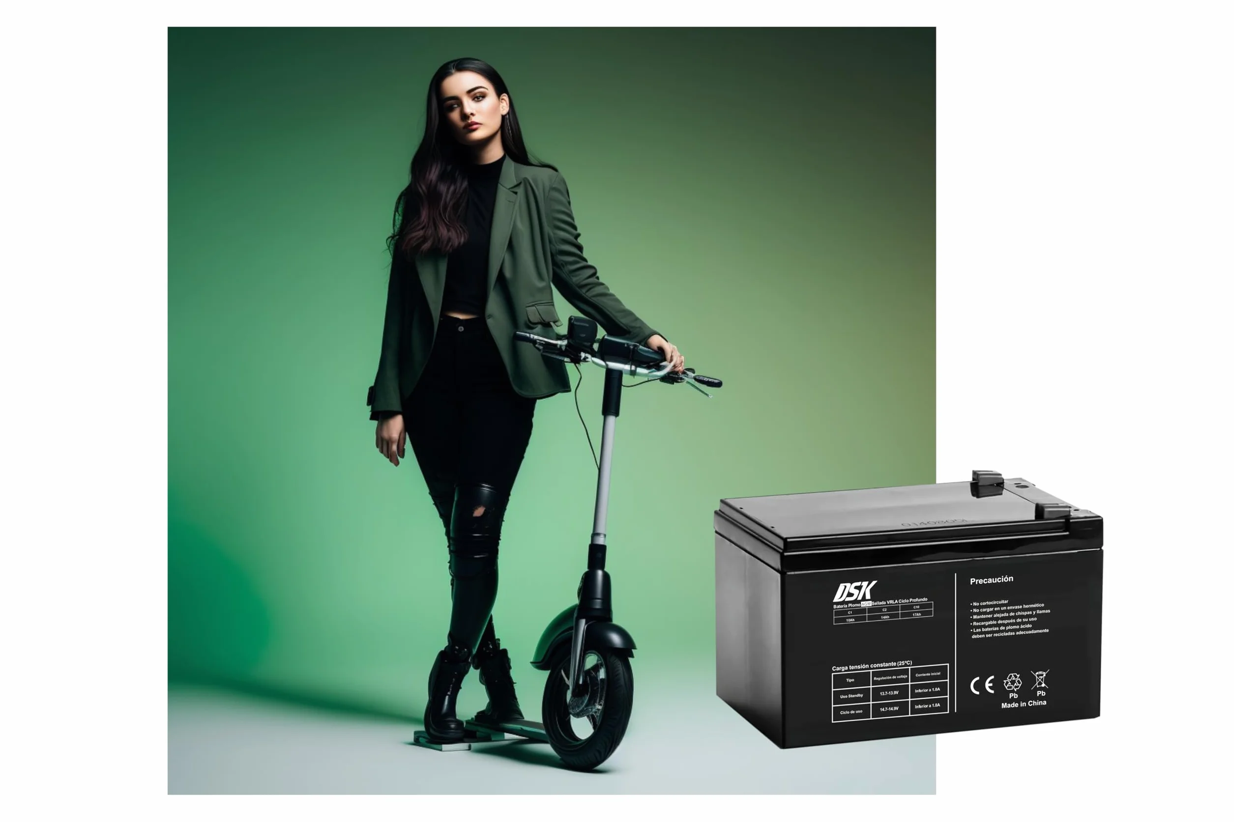 DSK 10324 - Batería de Plomo AGM Recargable y Sellada de 12V con 7Ah. Ideal para Coches Infantiles y Motos eléctricas, patinetes, Sistemas UPS, Sistemas de Seguridad y comunicación…