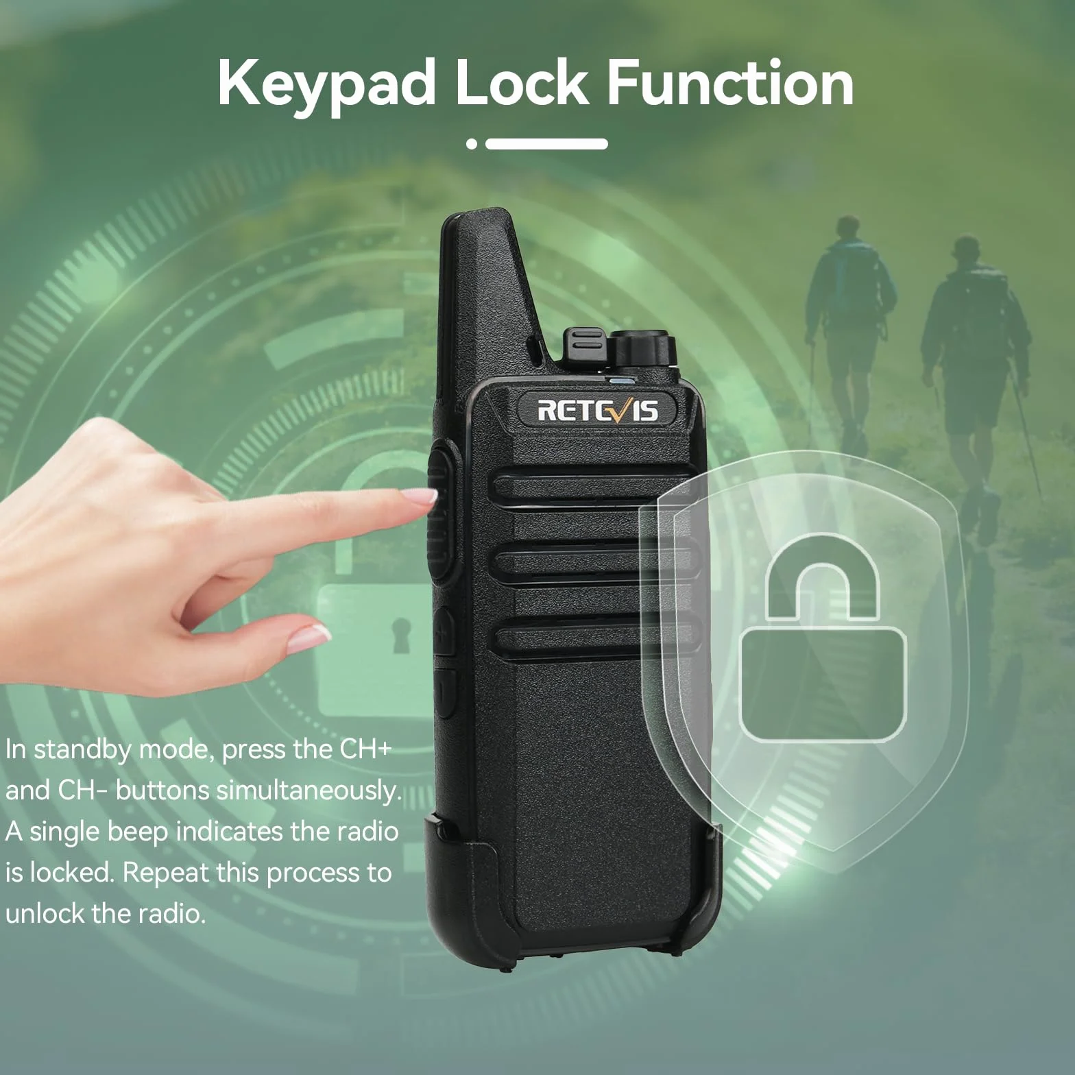Retevis RT622 Walkie Talkie Profesionales, PMR446 16 Canales Walky Talky Recargable, CTCSS DCS Sonido Claro, VOX, Walkie Talkie Larga Distancia para Adultos, Senderismo (Negro, 1 Par)