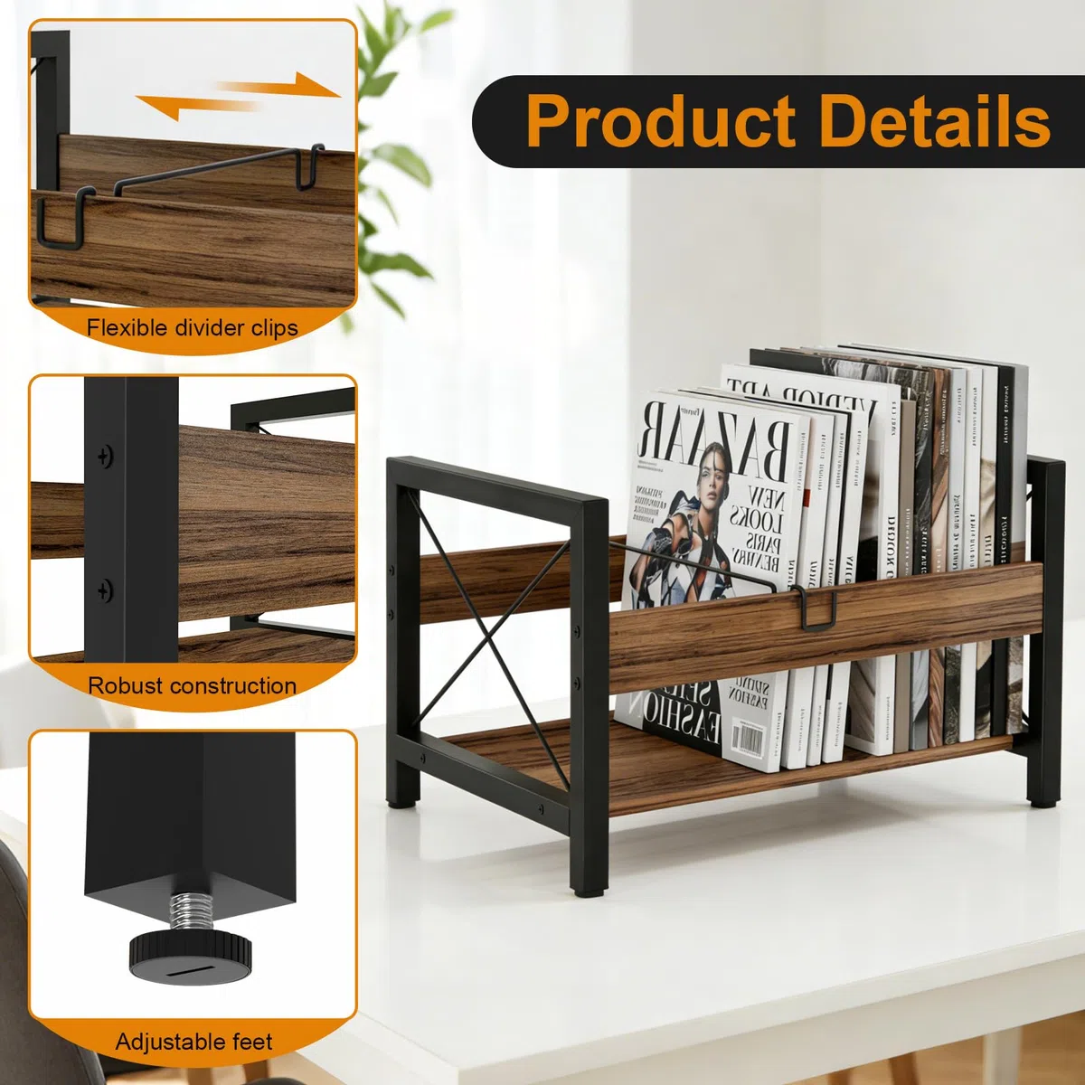 Estantería Para Discos, Soporte Para Discos De Vinilo, 44 ​​x 37 x 26,8 cm, Con Separadores Antideslizantes, Organizador Para CDs, álbumes, Revistas Y Libros