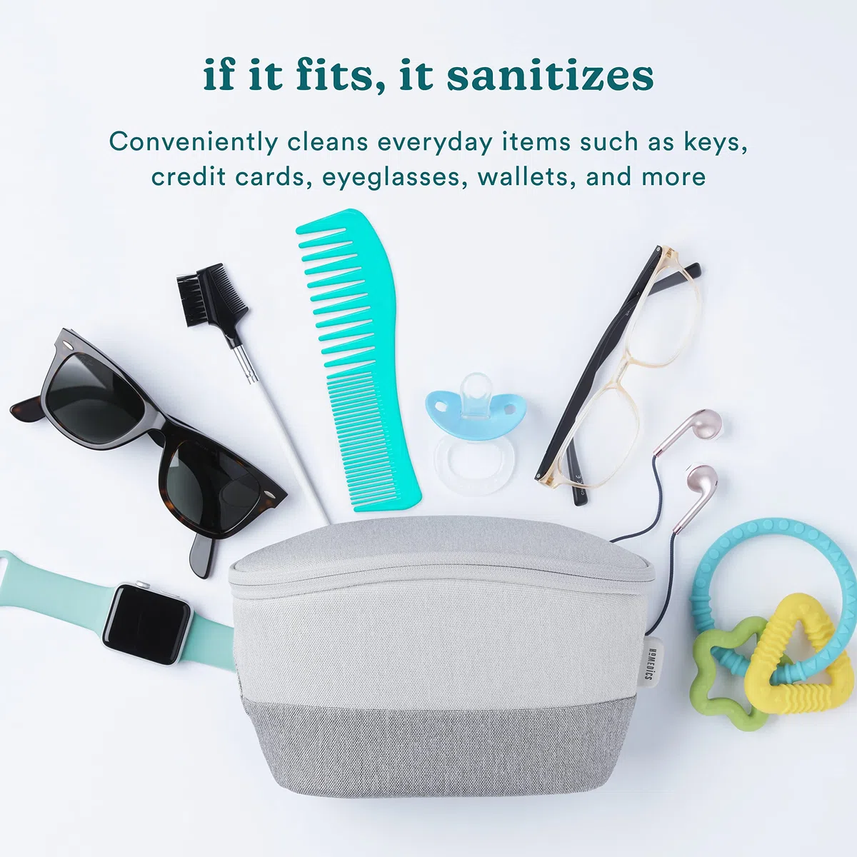 HoMedics ESTERILIZADOR portátil con desifección rayos UV, Elimina hasta el 99.9 por ciento de bacterias y virus, Libre de mercurio y productos químicos