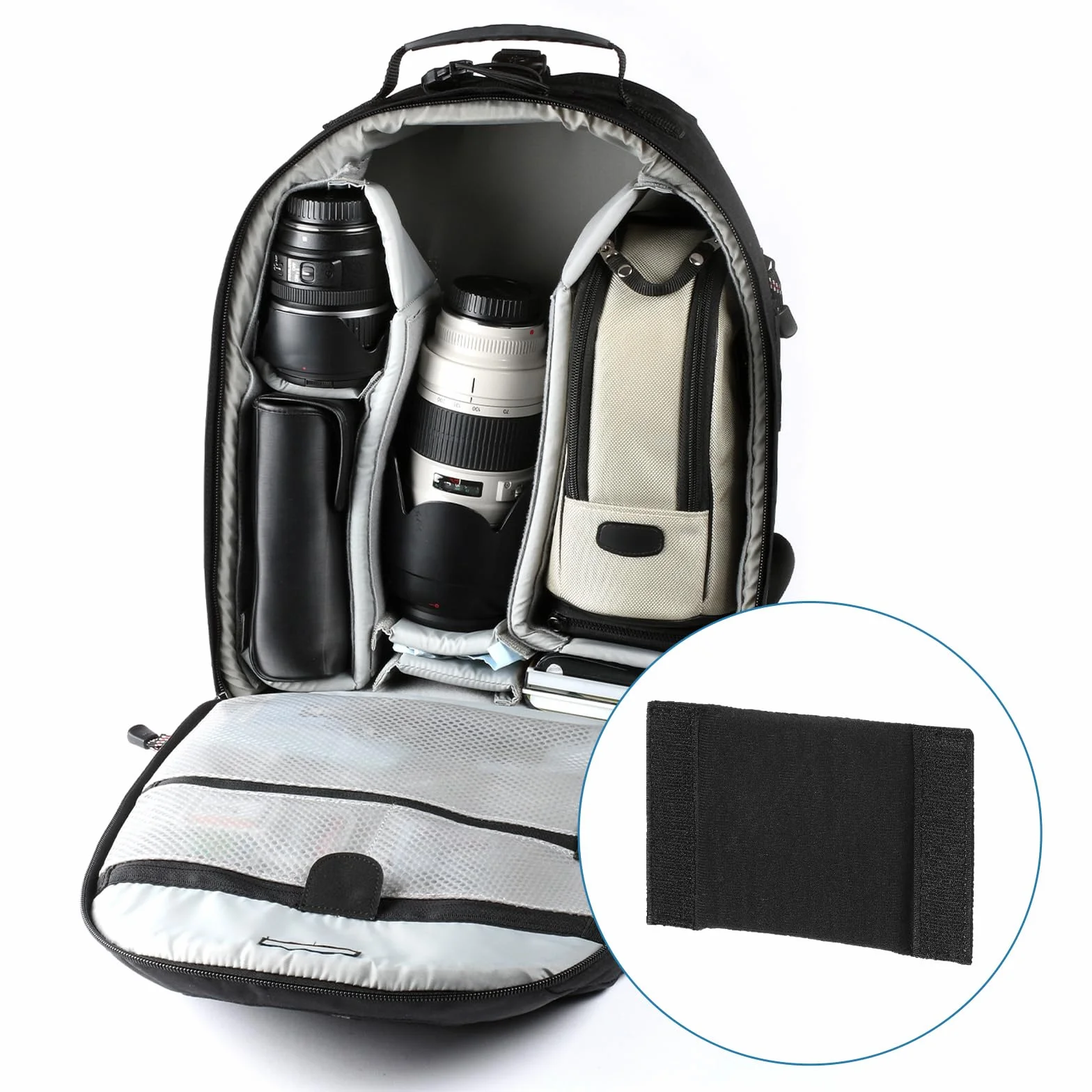 PATIKIL Divisor de Bolsa de Cámara, 4Pcs 14cmx9.6cmx1.4cm Almohadilla Separadora de Bolsa de Cámara A Prueba de Golpes Protector de Lentes para Cámara Organizadora Universales, Negro