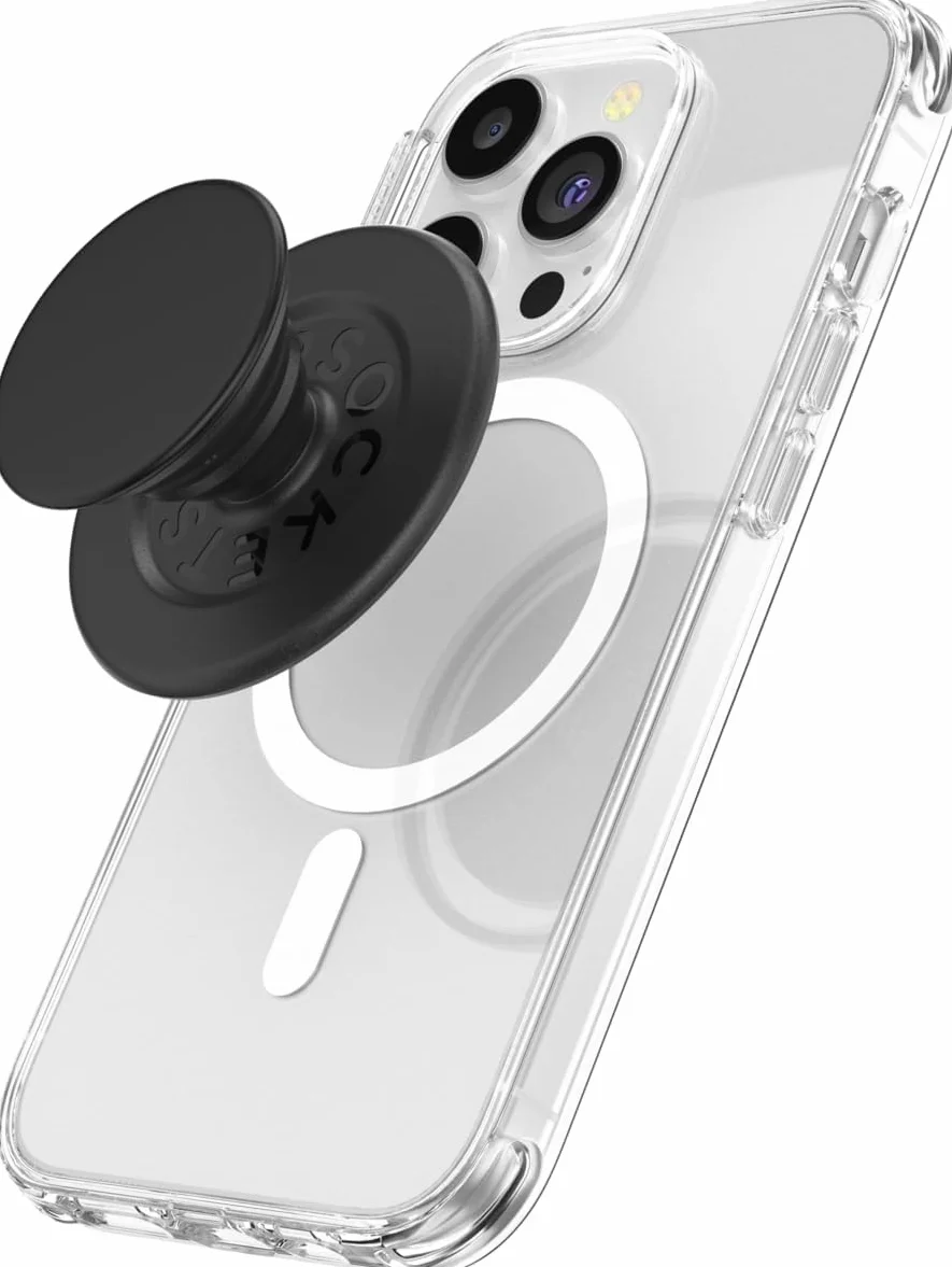 PopSockets: PopGrip para MagSafe - Soporte y Agarre para Teléfonos Móviles y Carcasas con un Top Intercambiable - Anillo Adaptador para MagSafe Incluido - Black