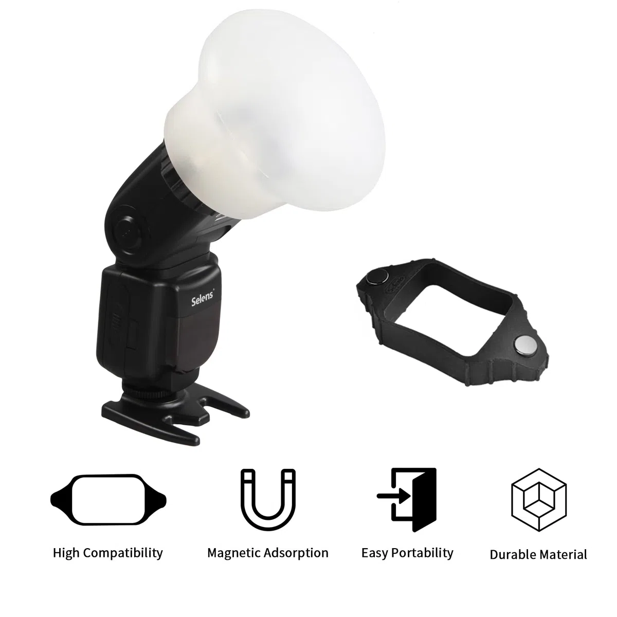 Selens Flash Difusor de Esfera MN-DF Magnético con MN-Am Base Silicona Modular Modificador Kit Iluminación para Cámara Flash Retrato Speedlite Speedlight Fotografía Estudio Fotográfico