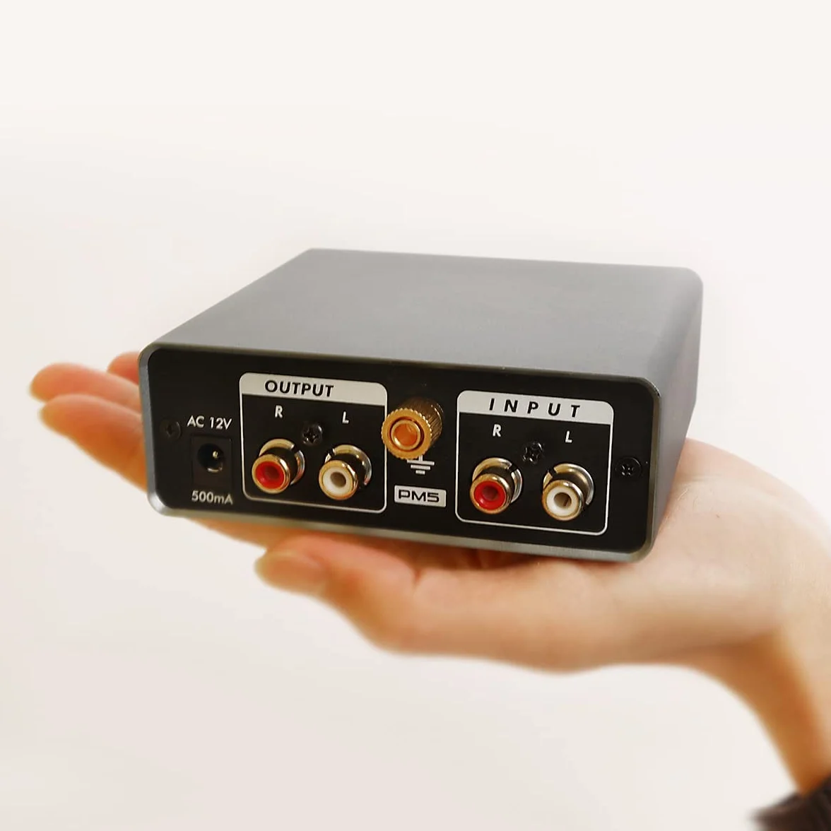 Phono Preamplificador Profesional para Tocadiscos de Vinilo, Estéreo con Entrada/Salida RCA, Salida de Auriculares