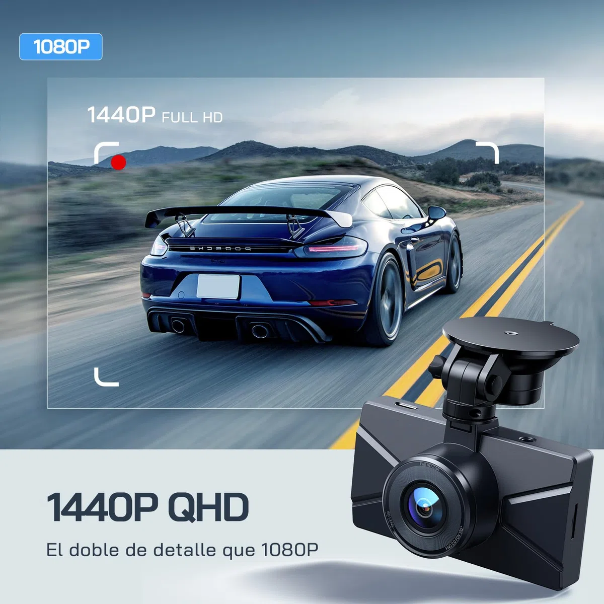 WOLFANG Cámara de Coche Delantera y Trasera 2.5K QHD, Dashcam de Doble Lente para Coches de 170º Gran Angular Monitor de Aparcamiento 24H con Grabación en Bucle y Sensor G